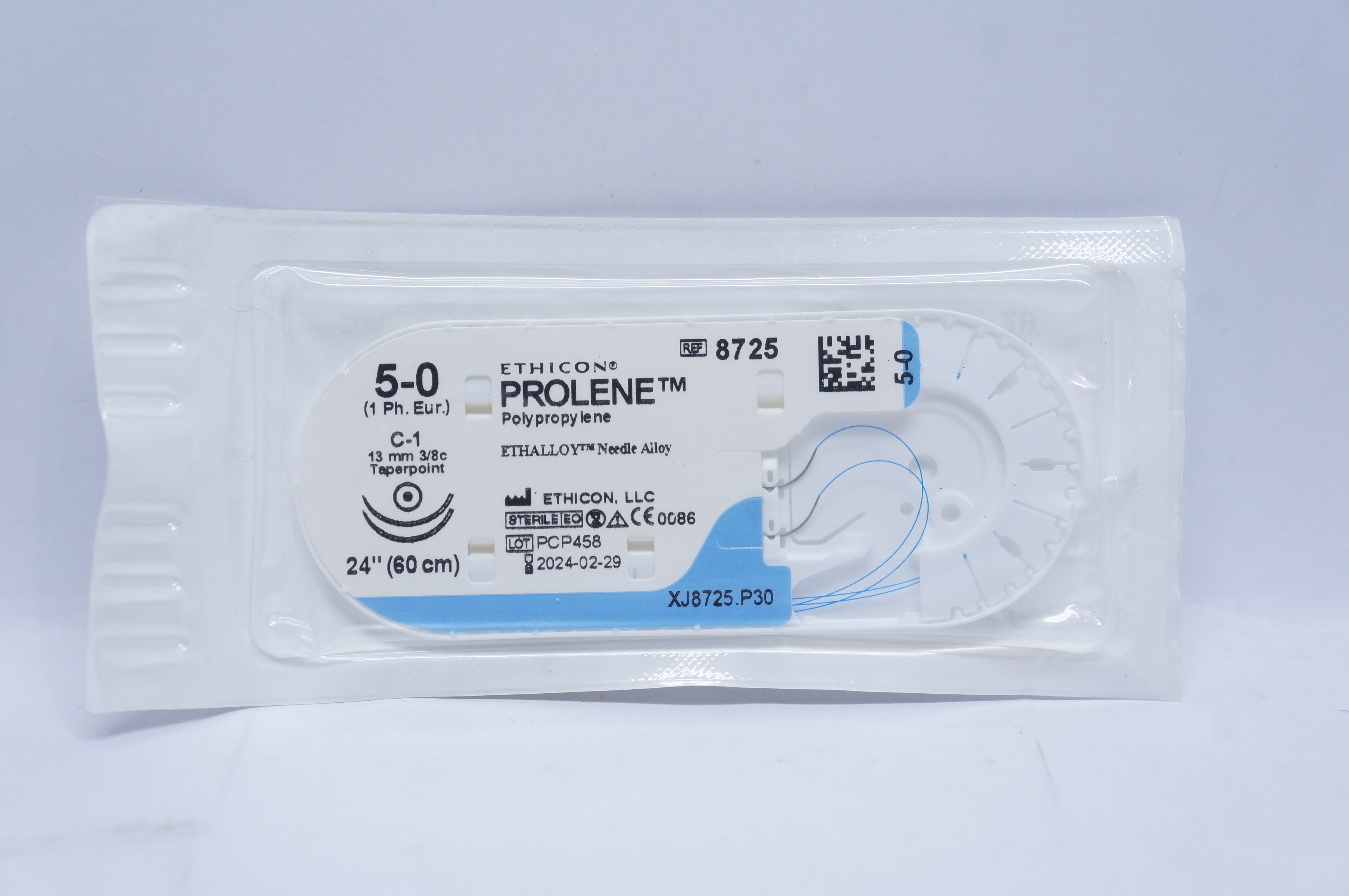 Ethicon 8725 5-0 PROLENE, C-1, 13mm 3/8c Taperpoint, 24inch