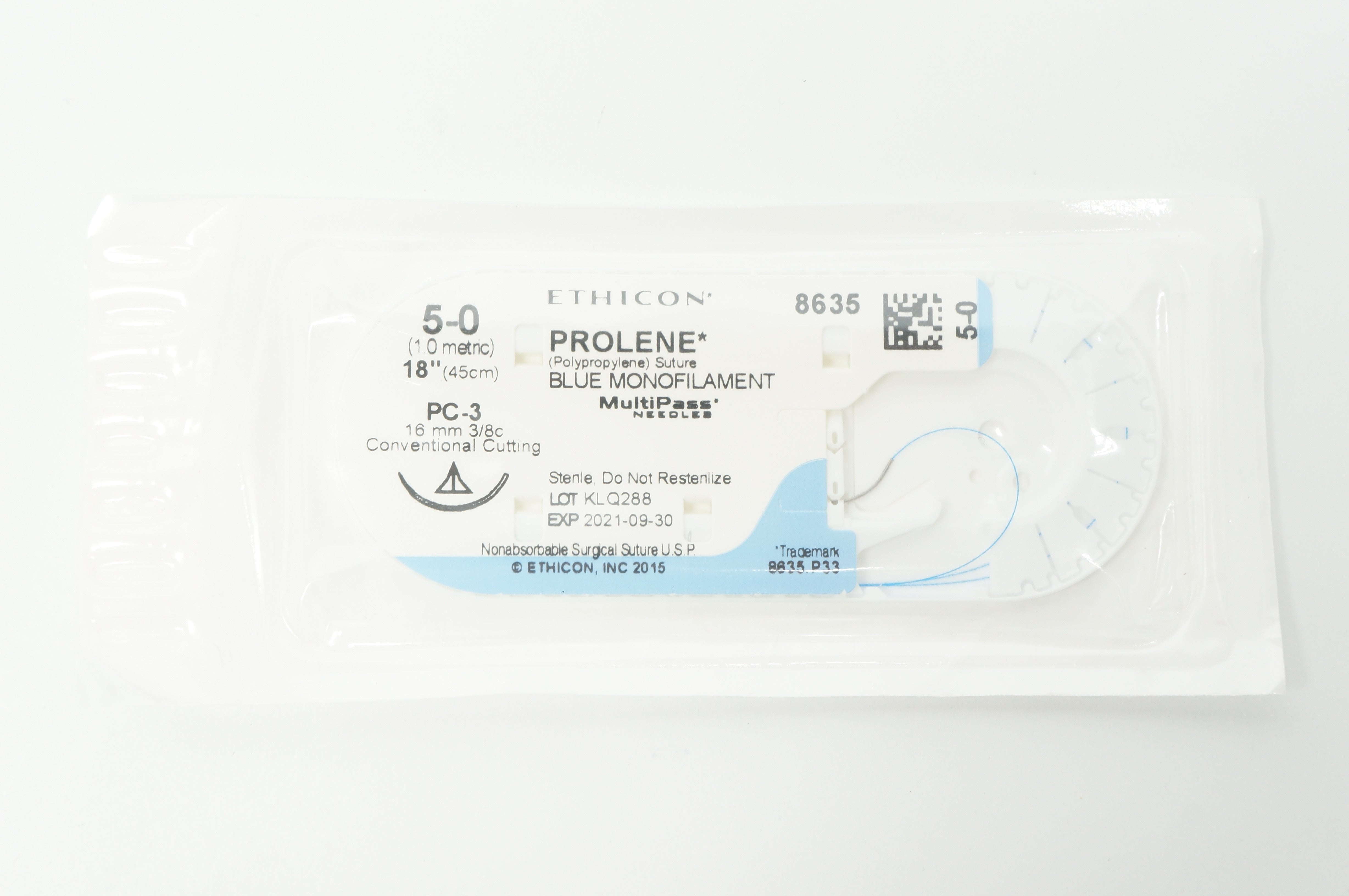 Ethicon 8635 5-0 PROLENE, RC-3, 16mm 3/8c Conventional Cutting, 18 inch (x)