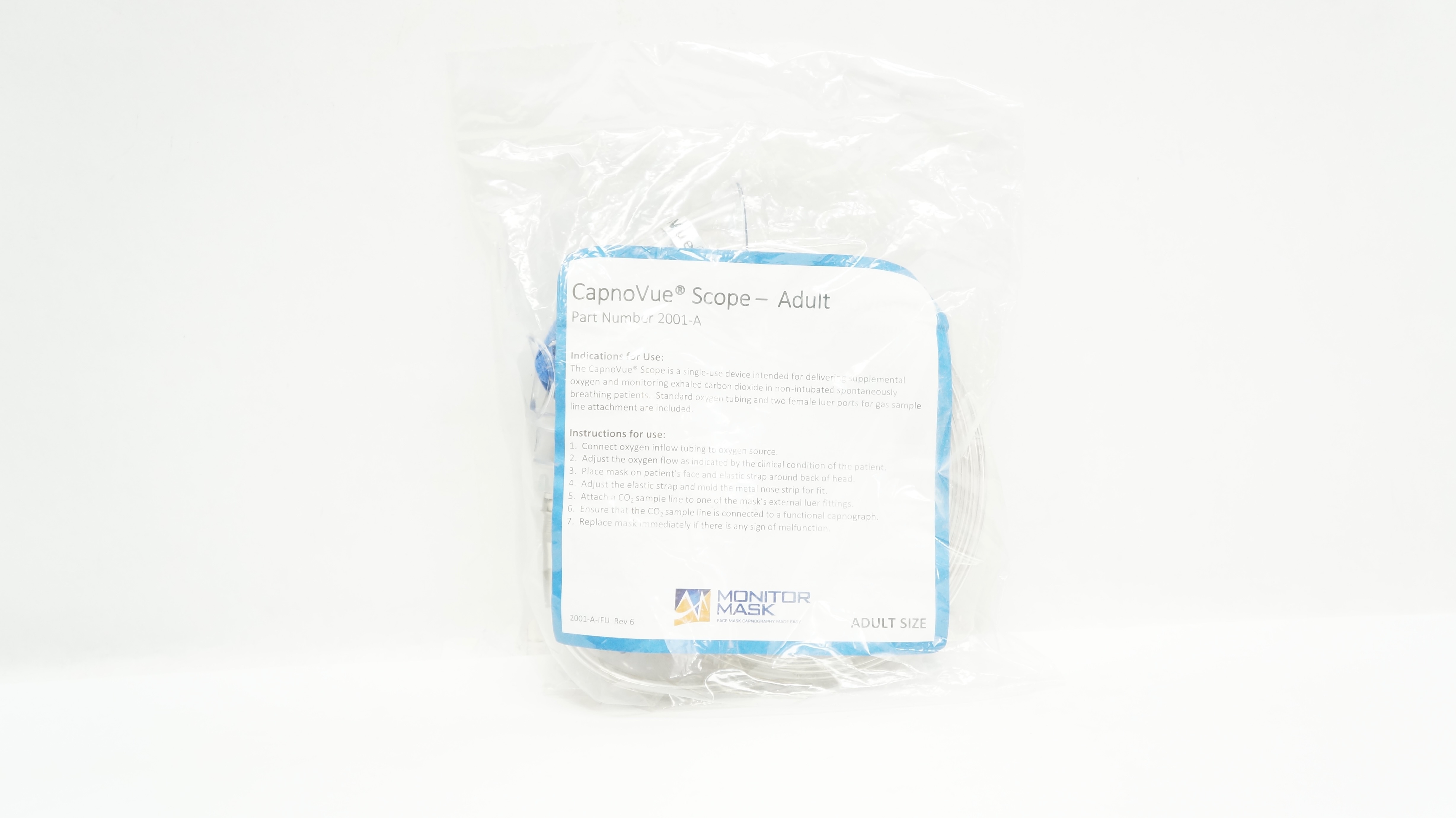 Salter Labs 2001-A CapnoVue Scope Monitor Face Mask, Adult Size