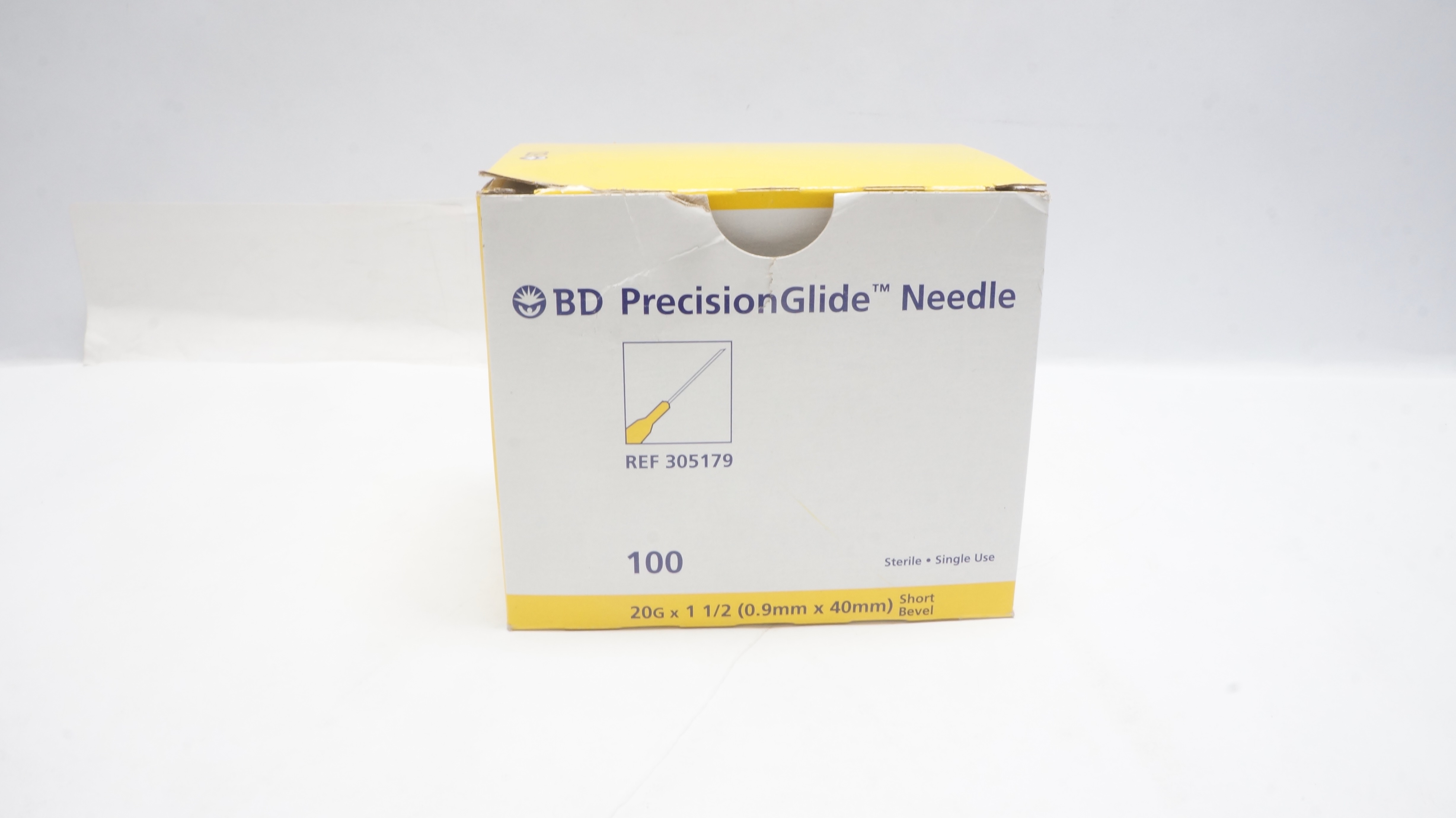 BD 305179 PrecisionGlide Ndle. Short Bevel, 20G x 1-1/2inch (x) - Box of 85