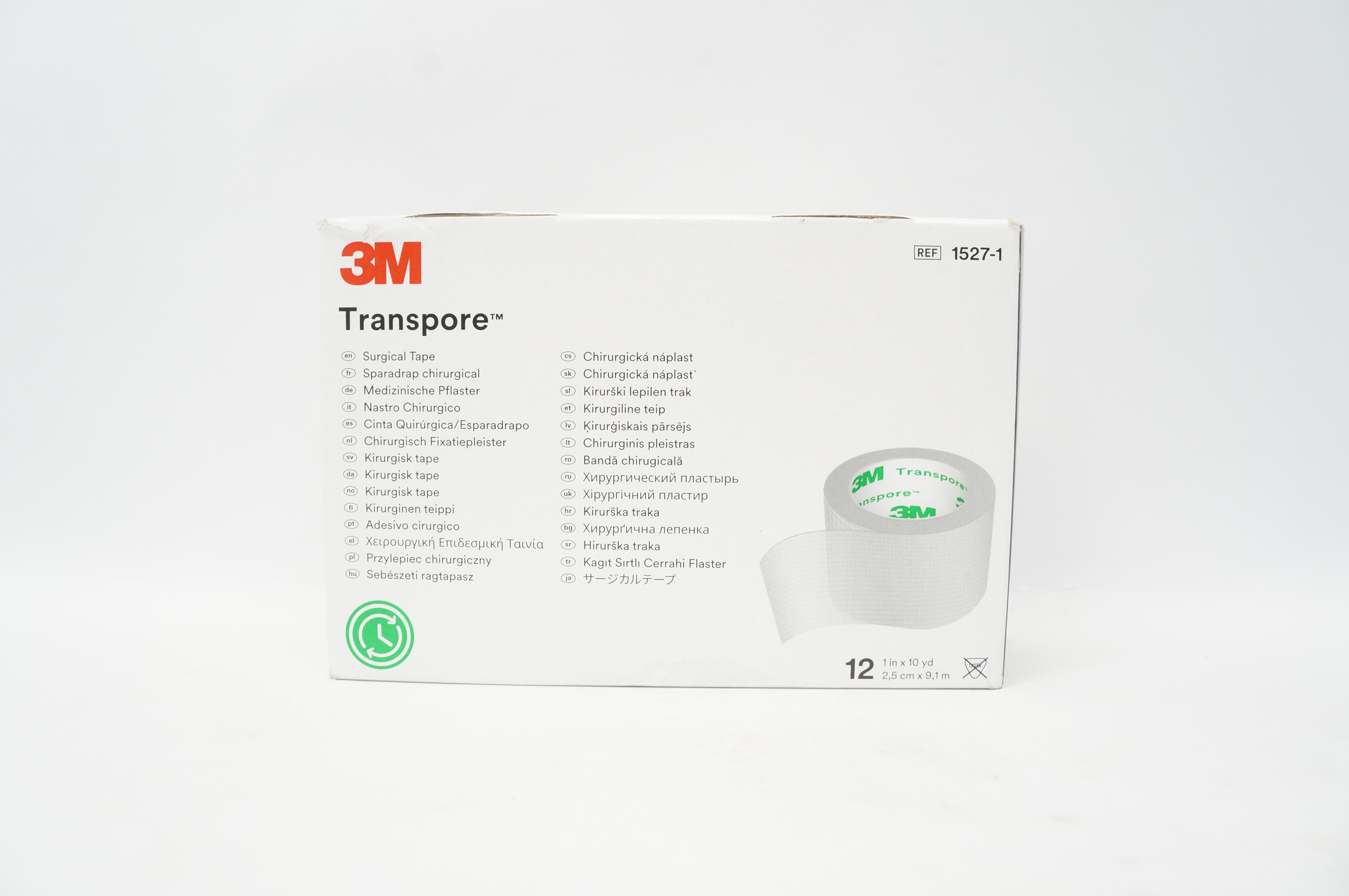 3M 1527-1 Transpore Surgical Tape 1inch x 10yd. - Box of 12