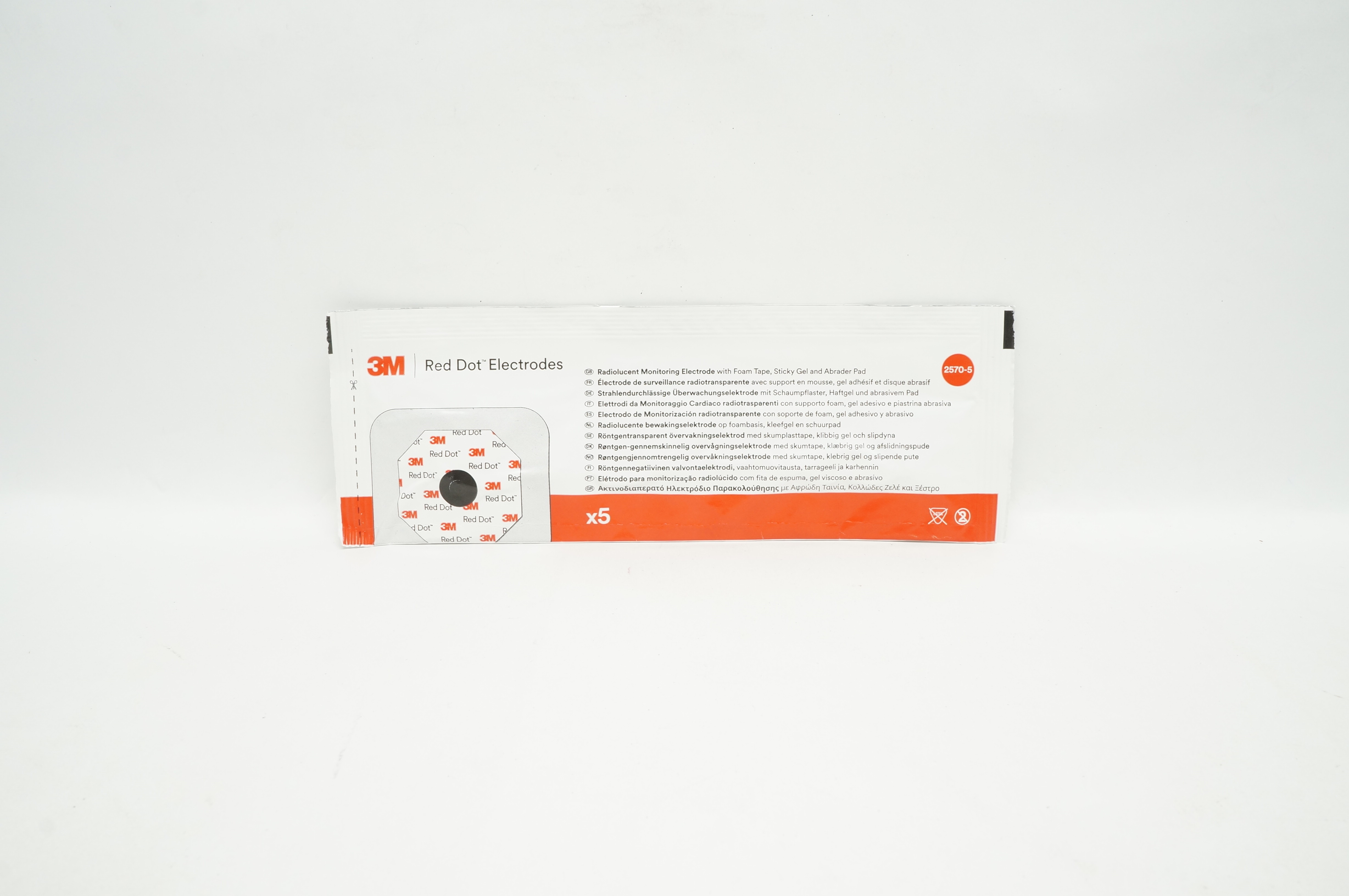 3M 2570-5 Red Dot Radiolucent Monitoring Electrodes (x) - Pack of 5