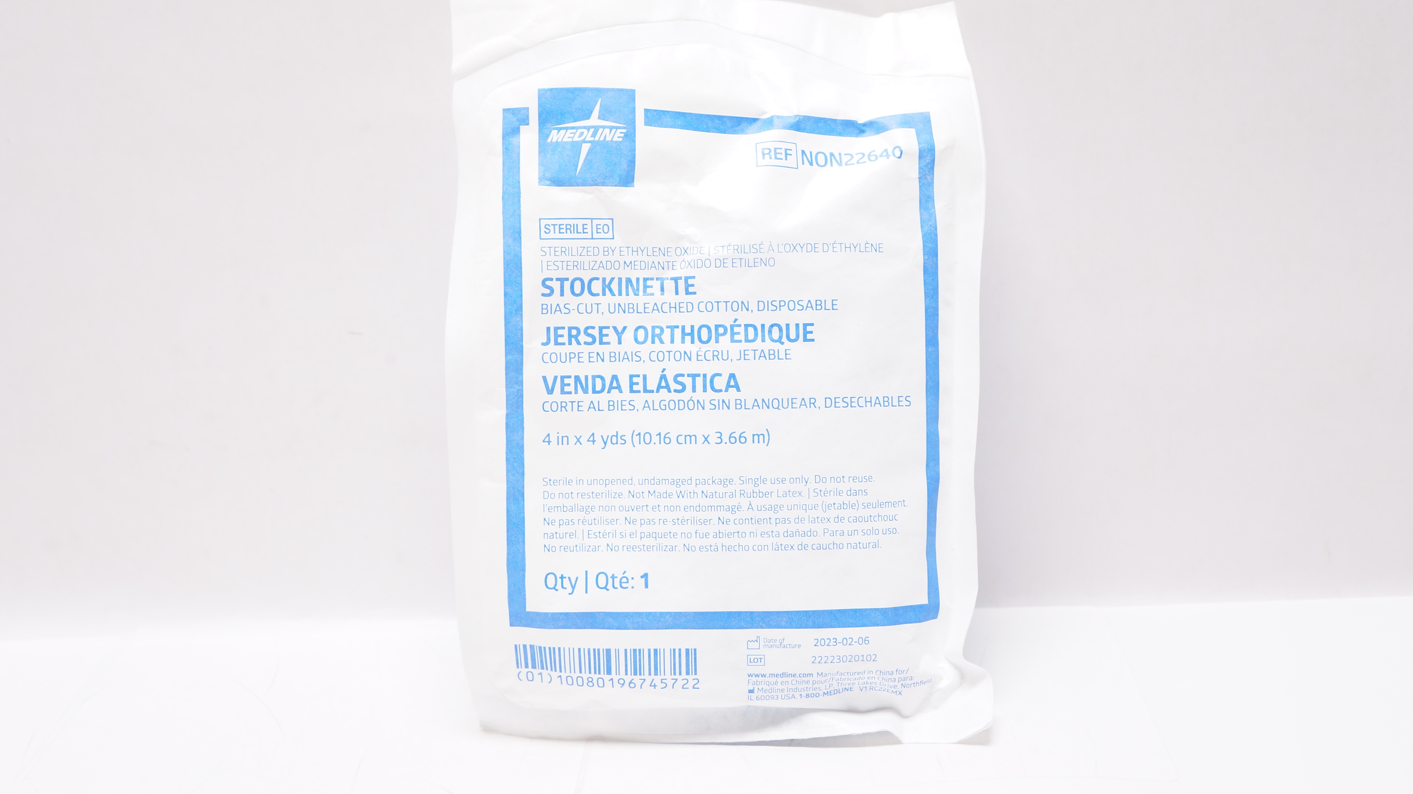 Medline NON22640 Stockinette Blas-Cut Unbleached Cotton, Disposable 4inch x 4yds