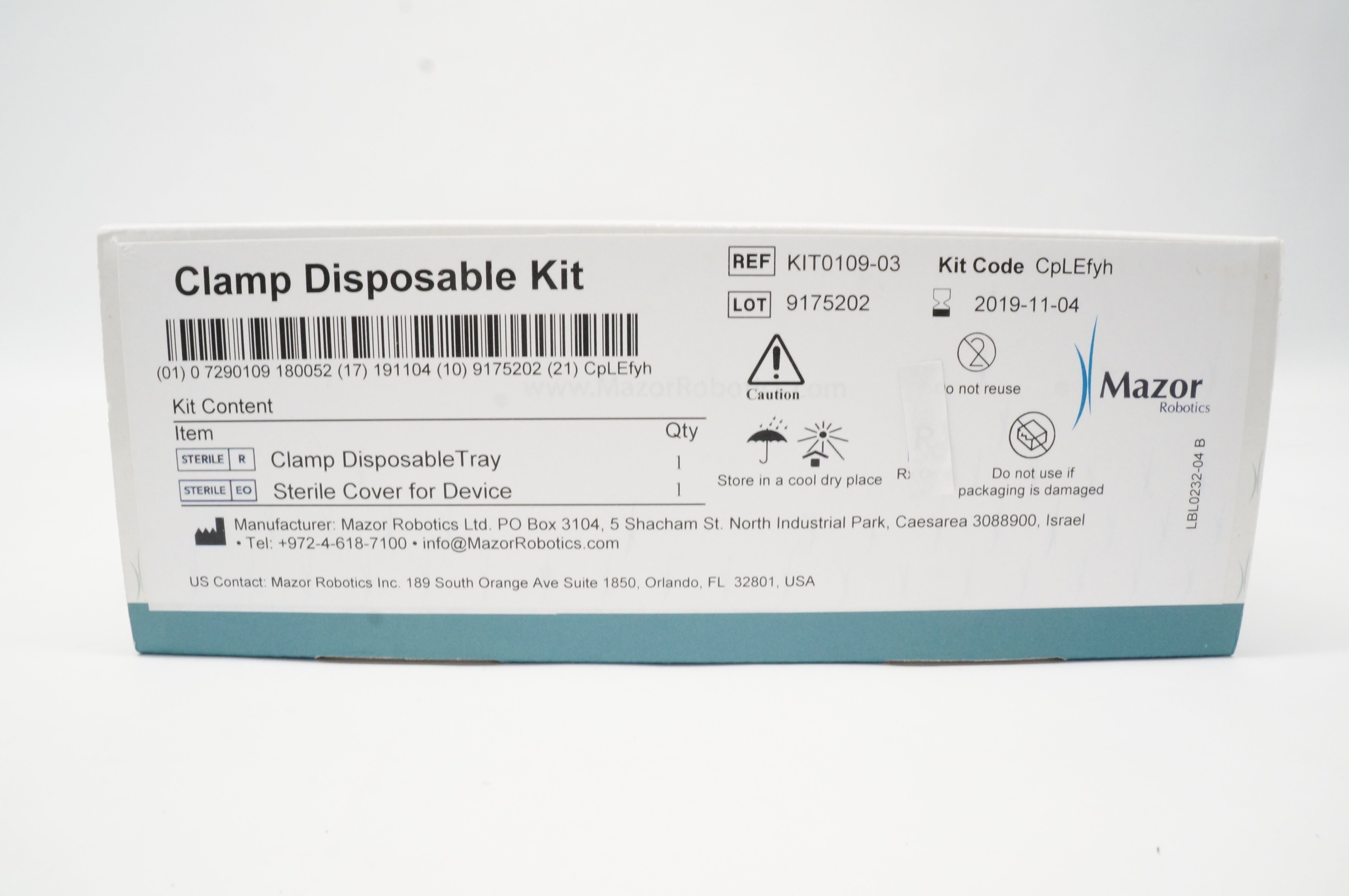 Mazor Robotics KIT0109-03 Clamp Disposable Kit (x)