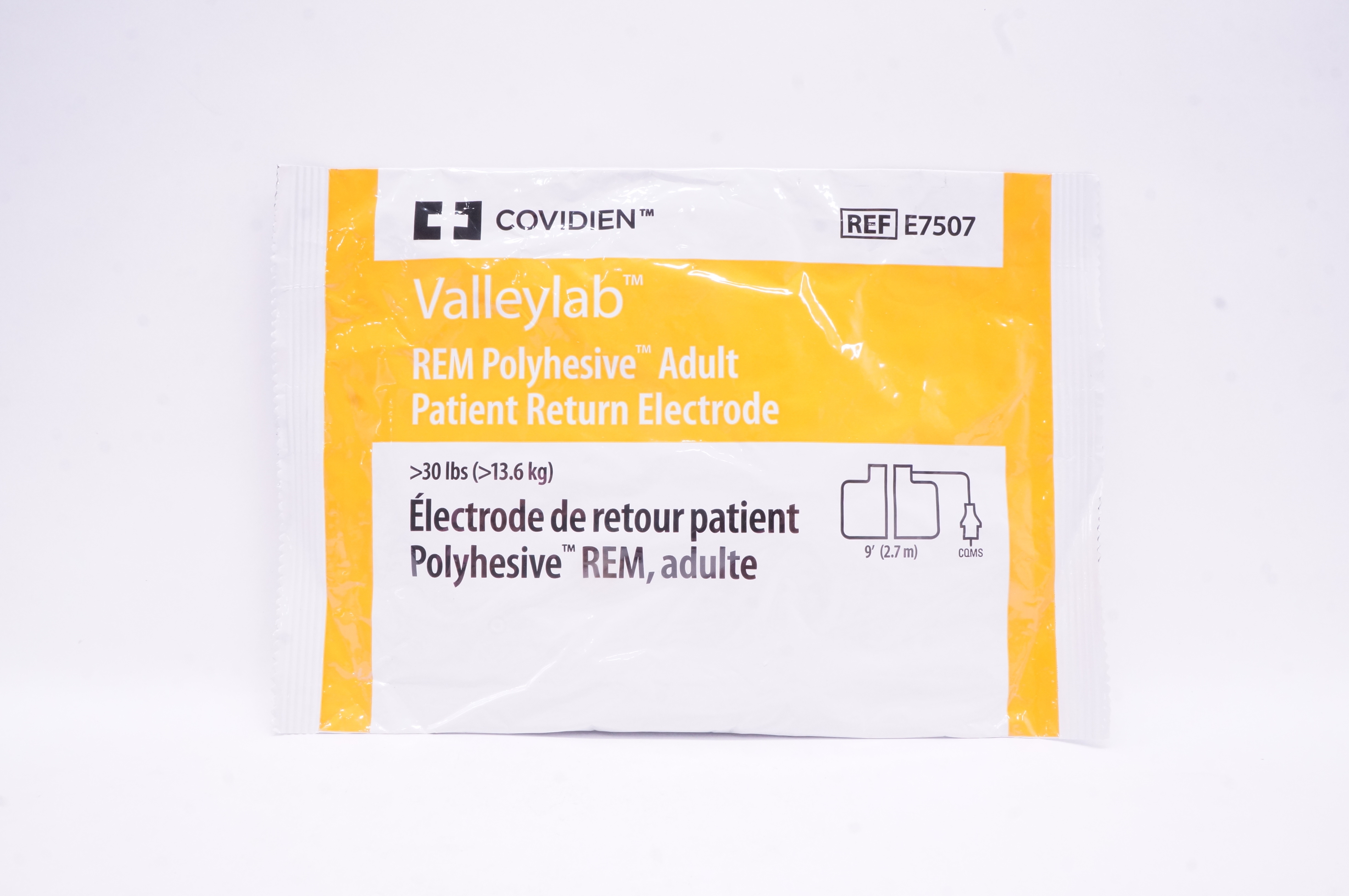 Covidien E7507 ValleyLab REM Polyhesive Adult Patient Return Electrode >30lbs
