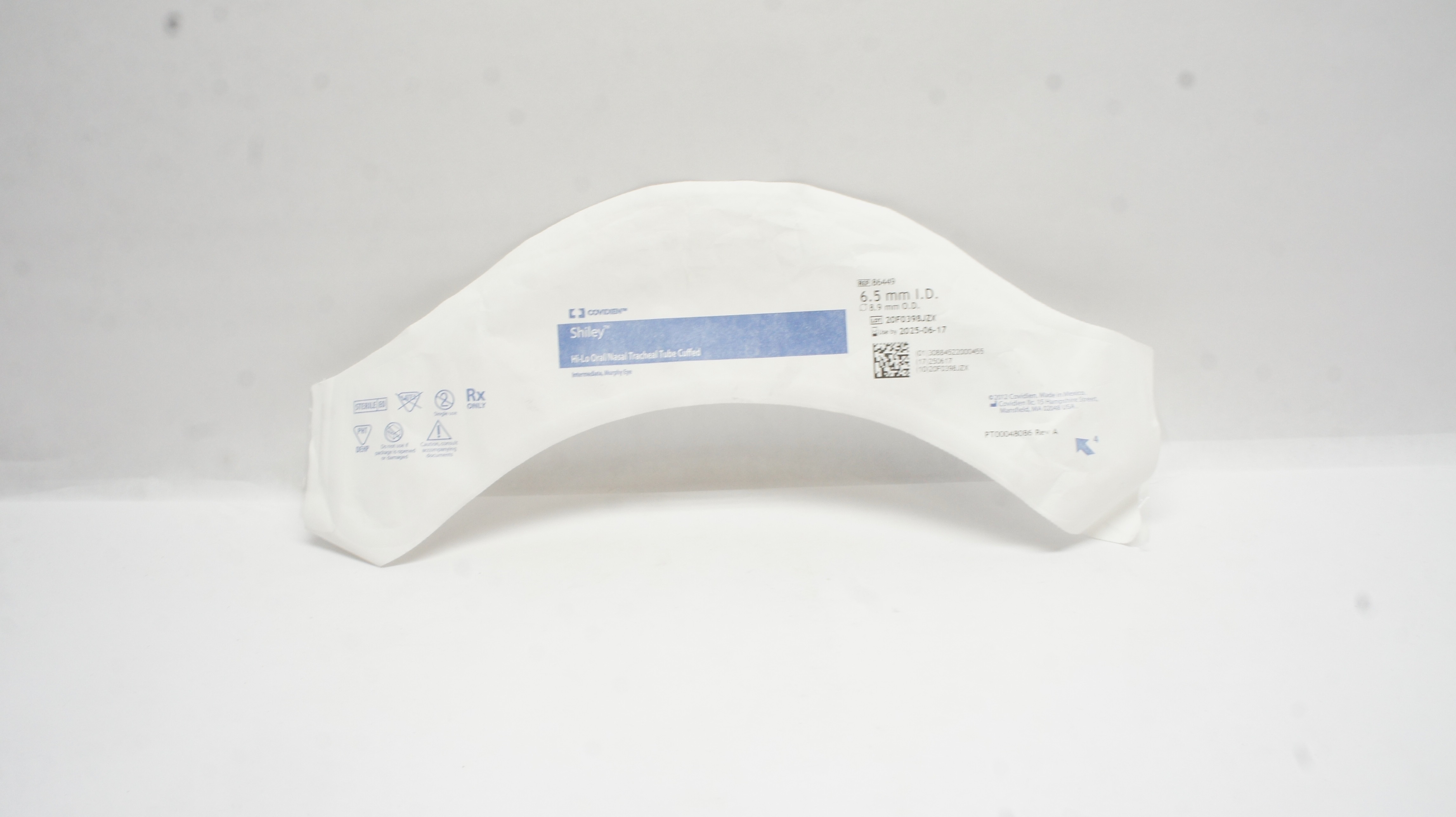 Covidien 86449 Shiley Hi-Lo Oral/Nasal Tracheal Tube Cuffed 6.5mm ID x 8.9mm OD