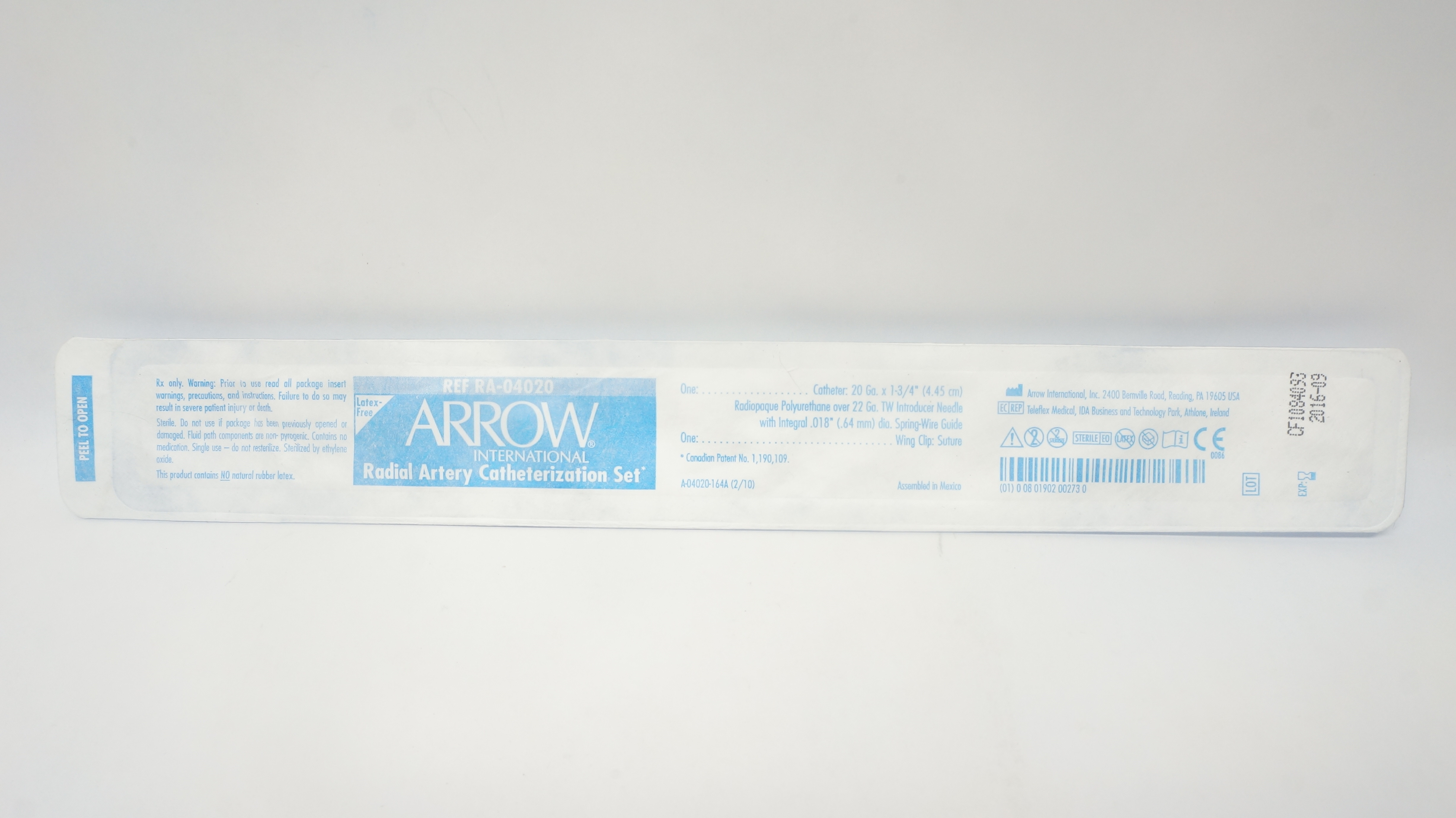 Arrow RA-04020 Radial Artery Catheterization Set  20Ga x 1-3/4 inch (x)