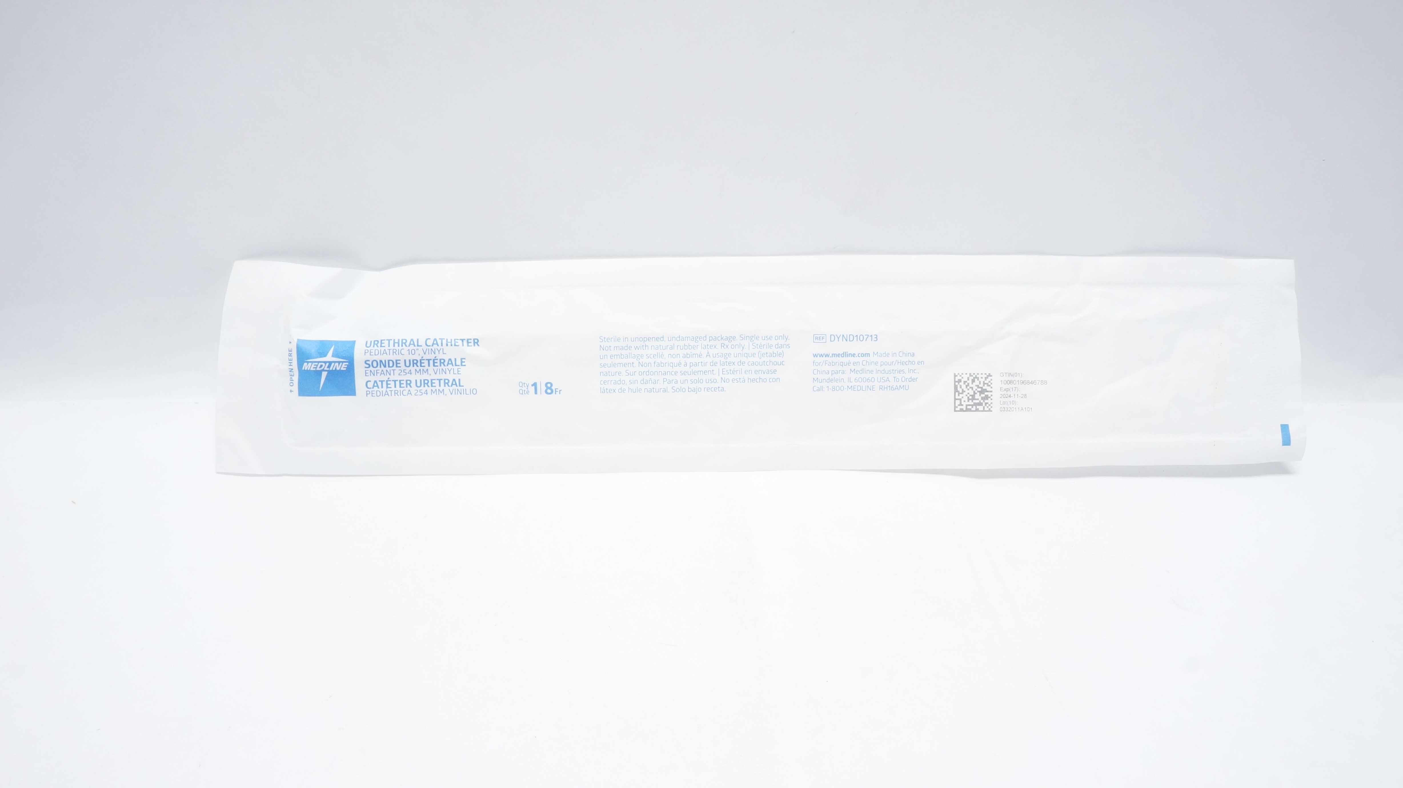 Medline DYND10713 Pediatric, Vinyl Urethral Cath. 8Fr x 10inch (x)