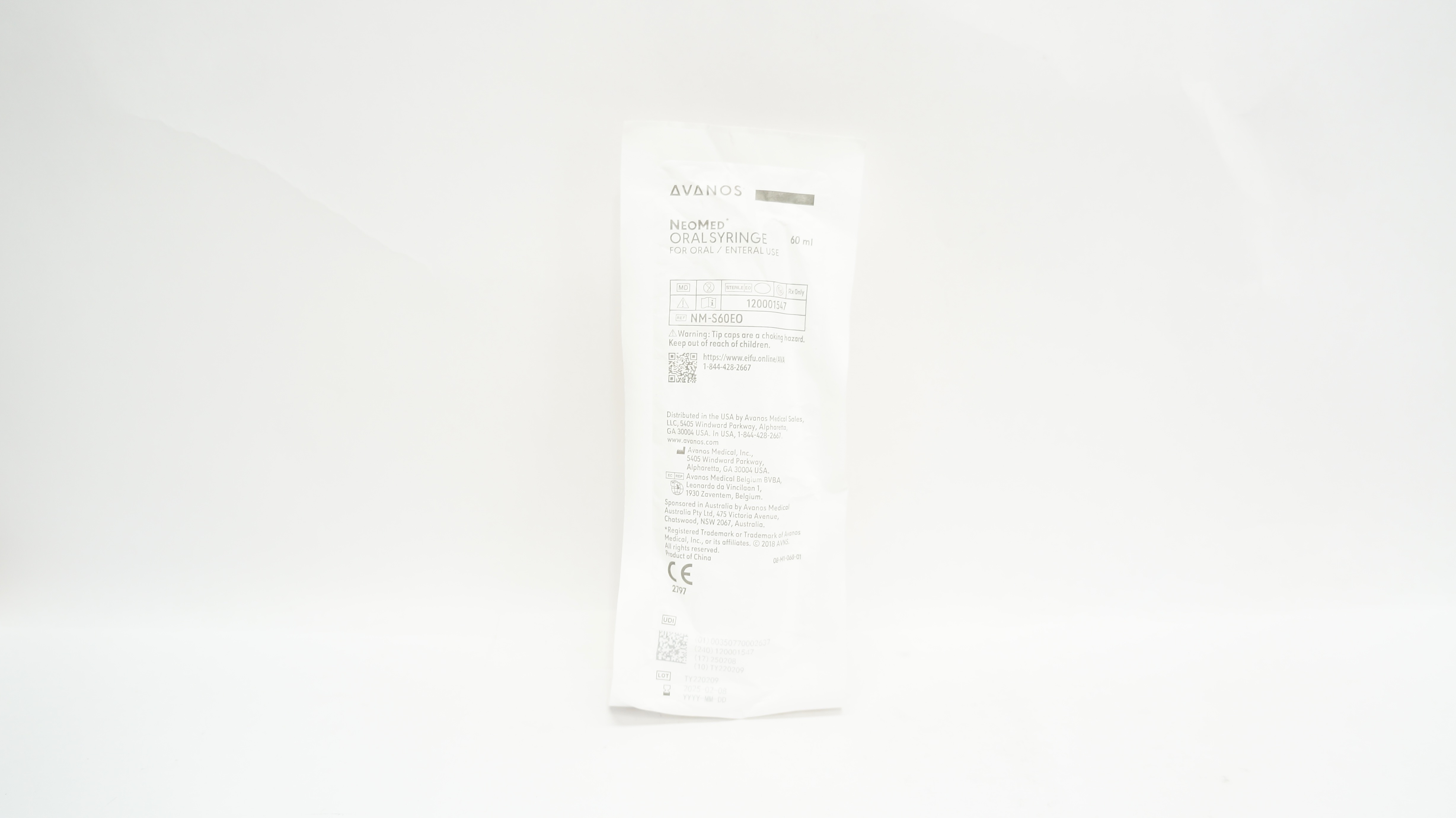 Avanos NM-S60EO NeoMed Oral Syringe for Oral/Enteral Use 60mL