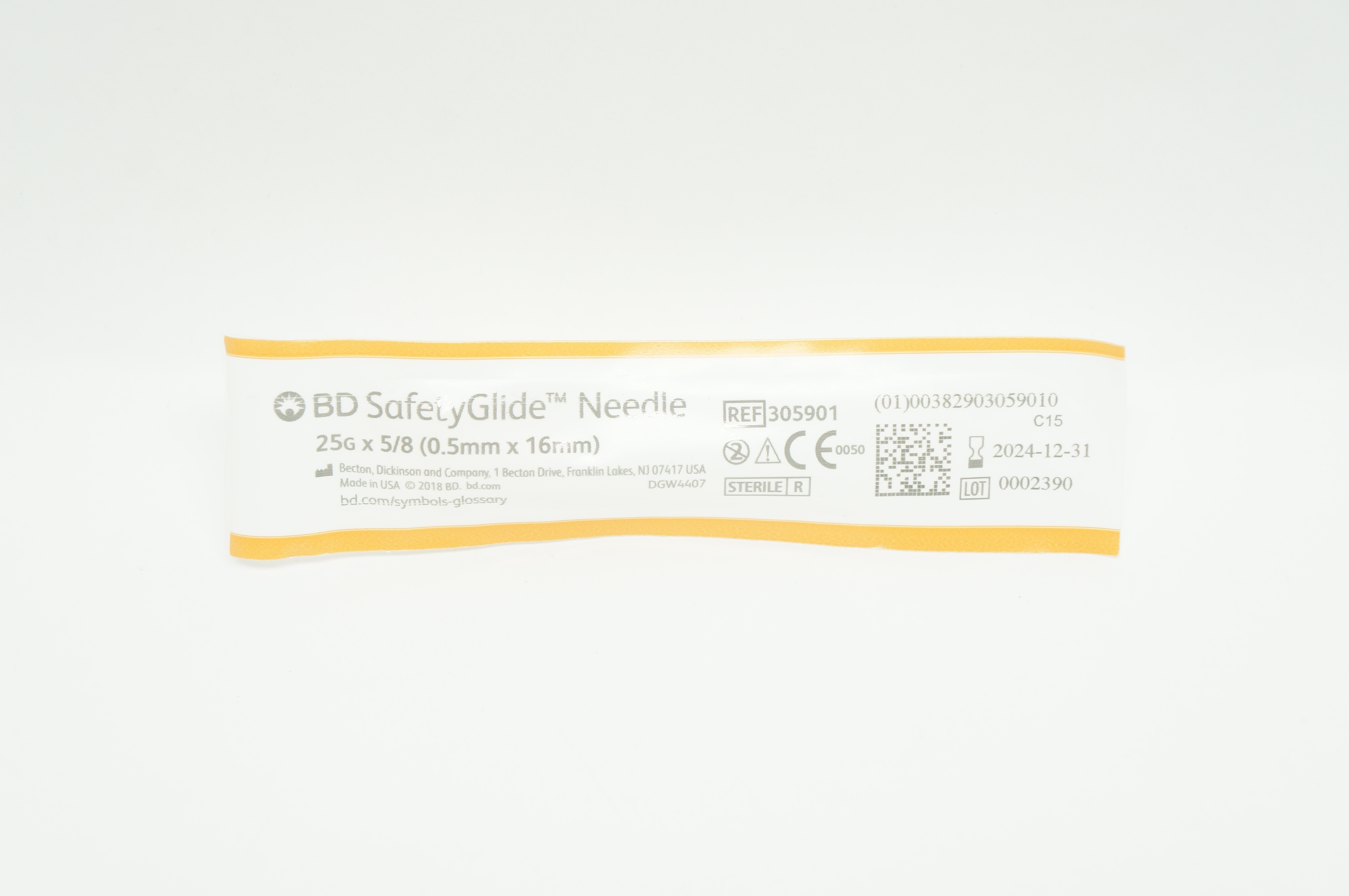 BD 305901 SafetyGlide Ndle. 25G x 5/8inch