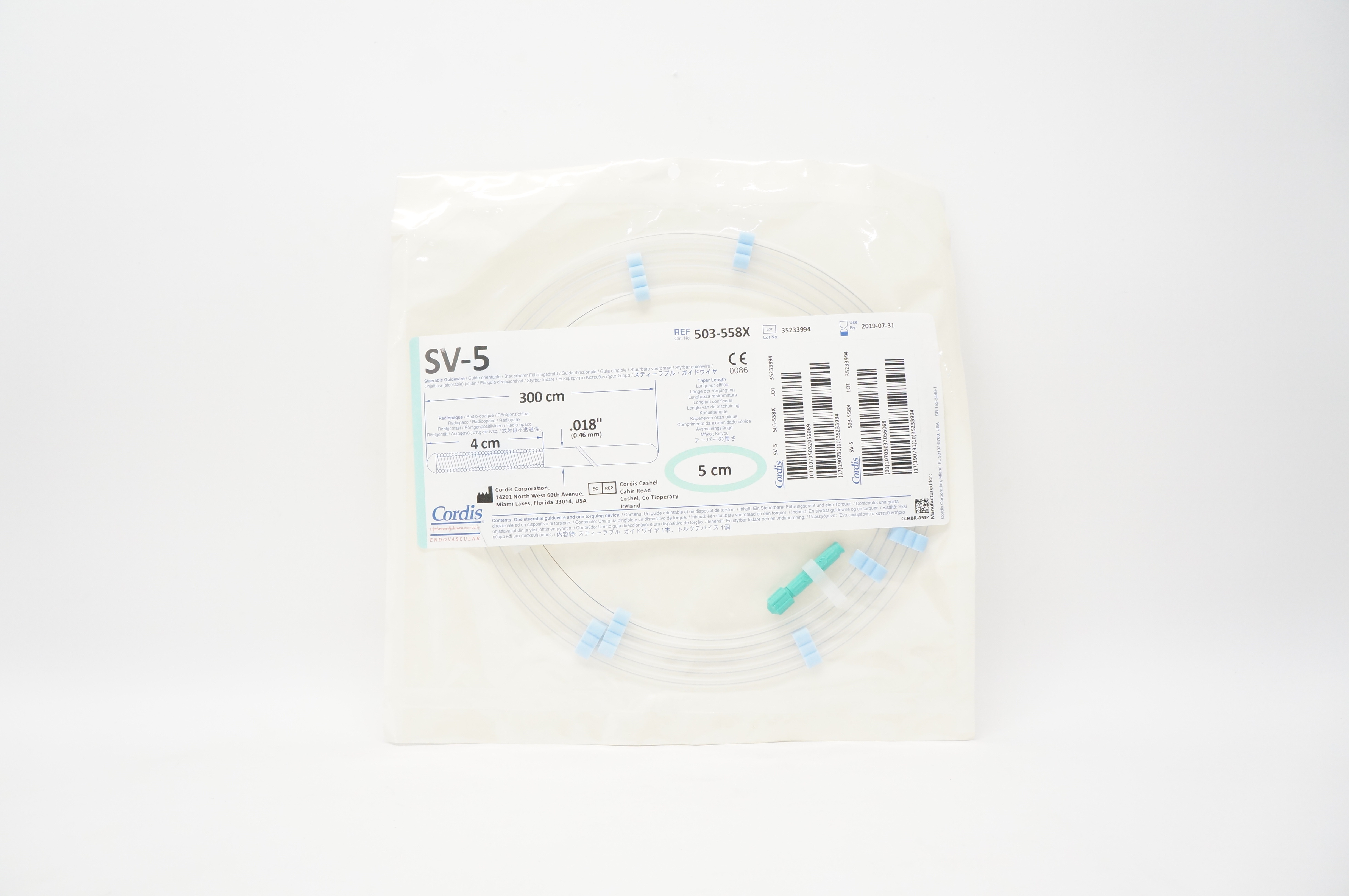 Cordis 503-558X DURA Glide Coated for Extra Lubricity SV-5, 5cm x 4cm x 300cm(x)