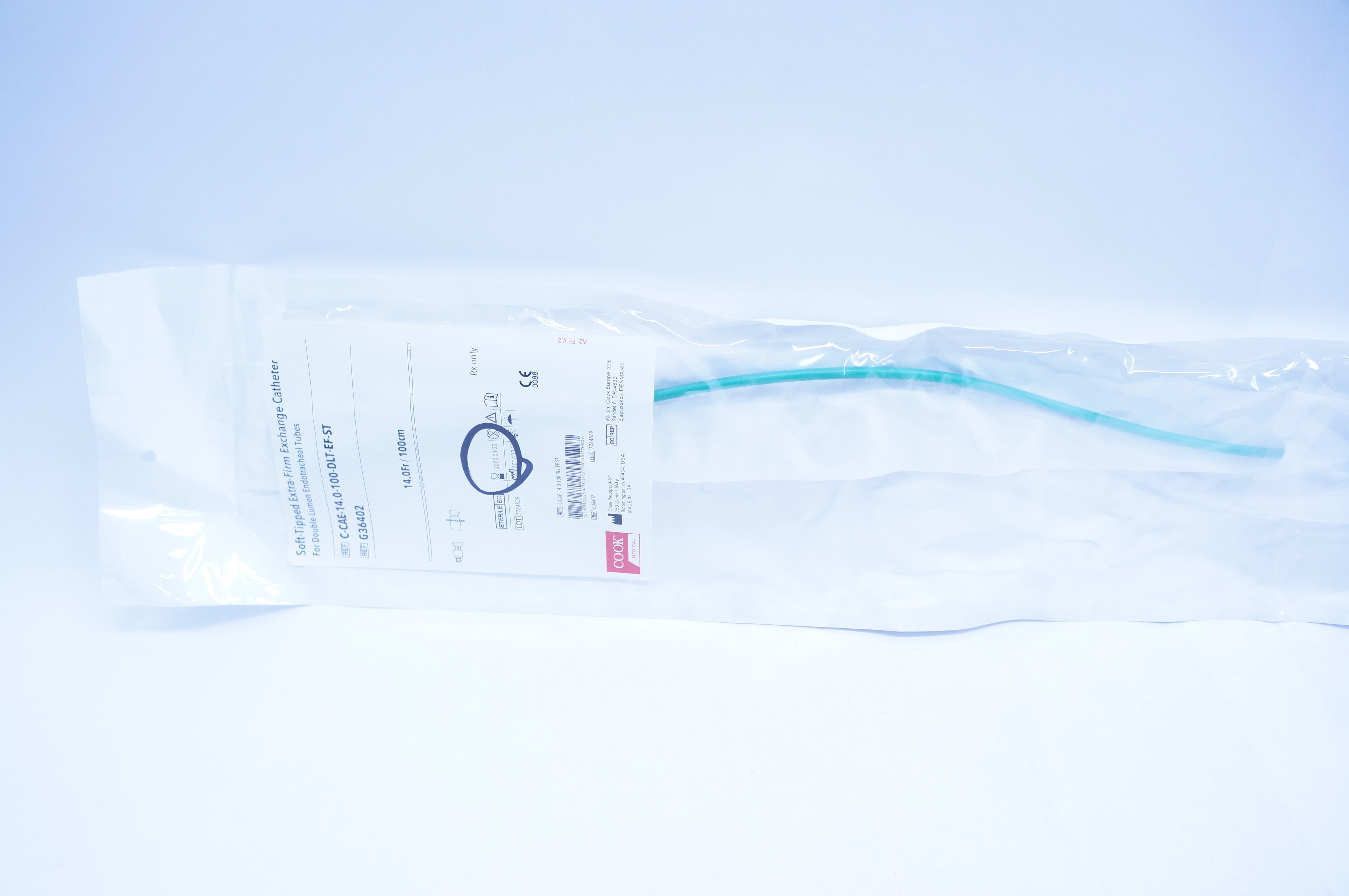 Cook Medical G36402 Soft-Tipped Extra-Firm Exchange Cath. 14.0Fr (x)