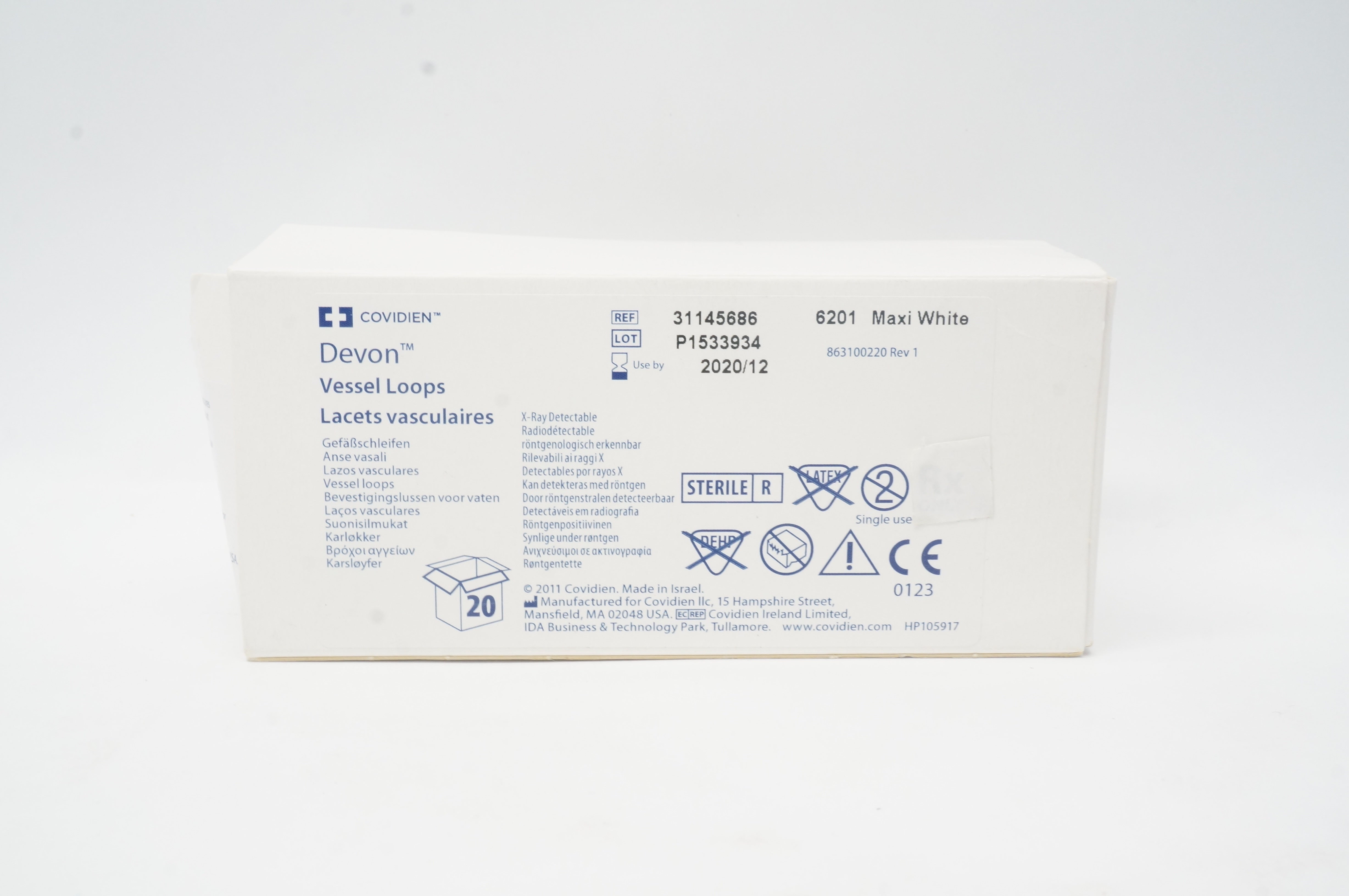 Covidien 31145686 Devon Vessel Loops, X-Ray Detectable (x) - Box of 20