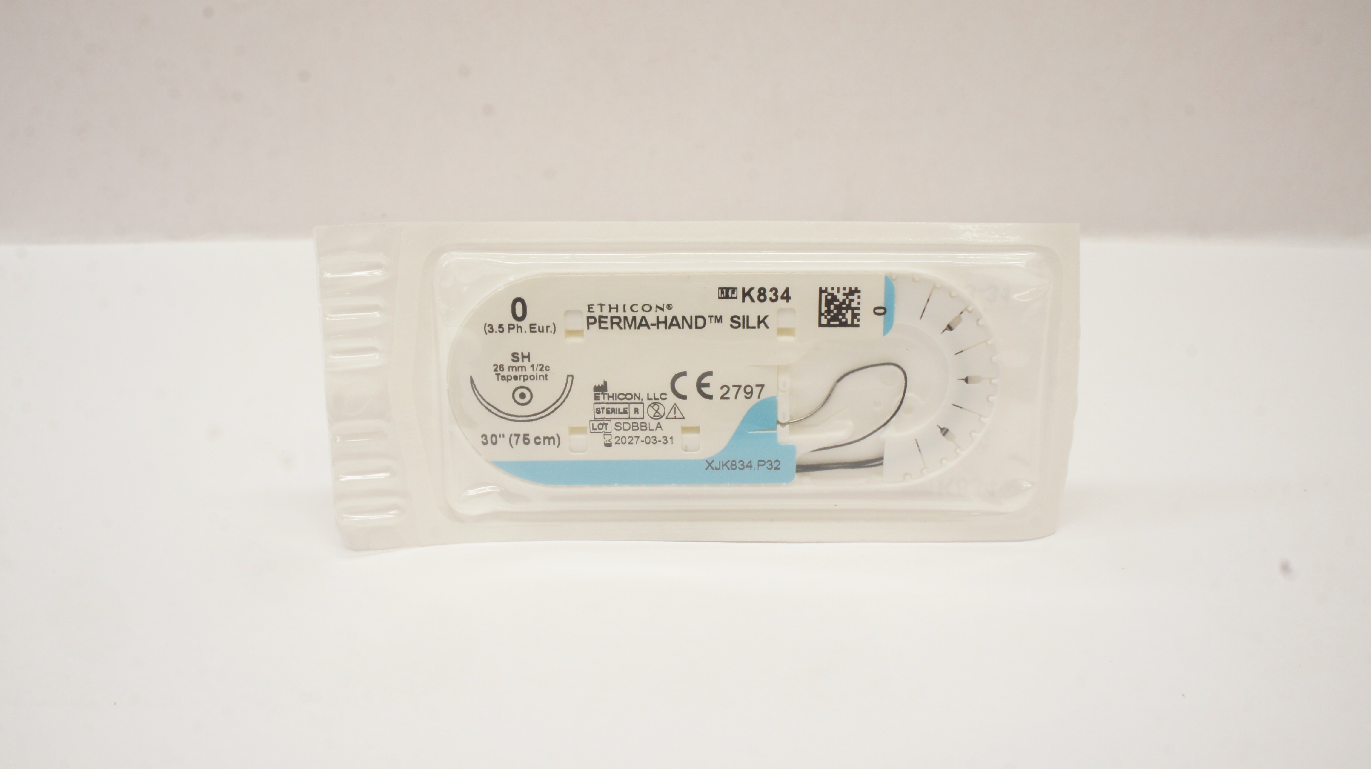 Ethicon K834 0 Perma-Hand Silk Stre SH 26mm 1/2c Taperpoint 30inch