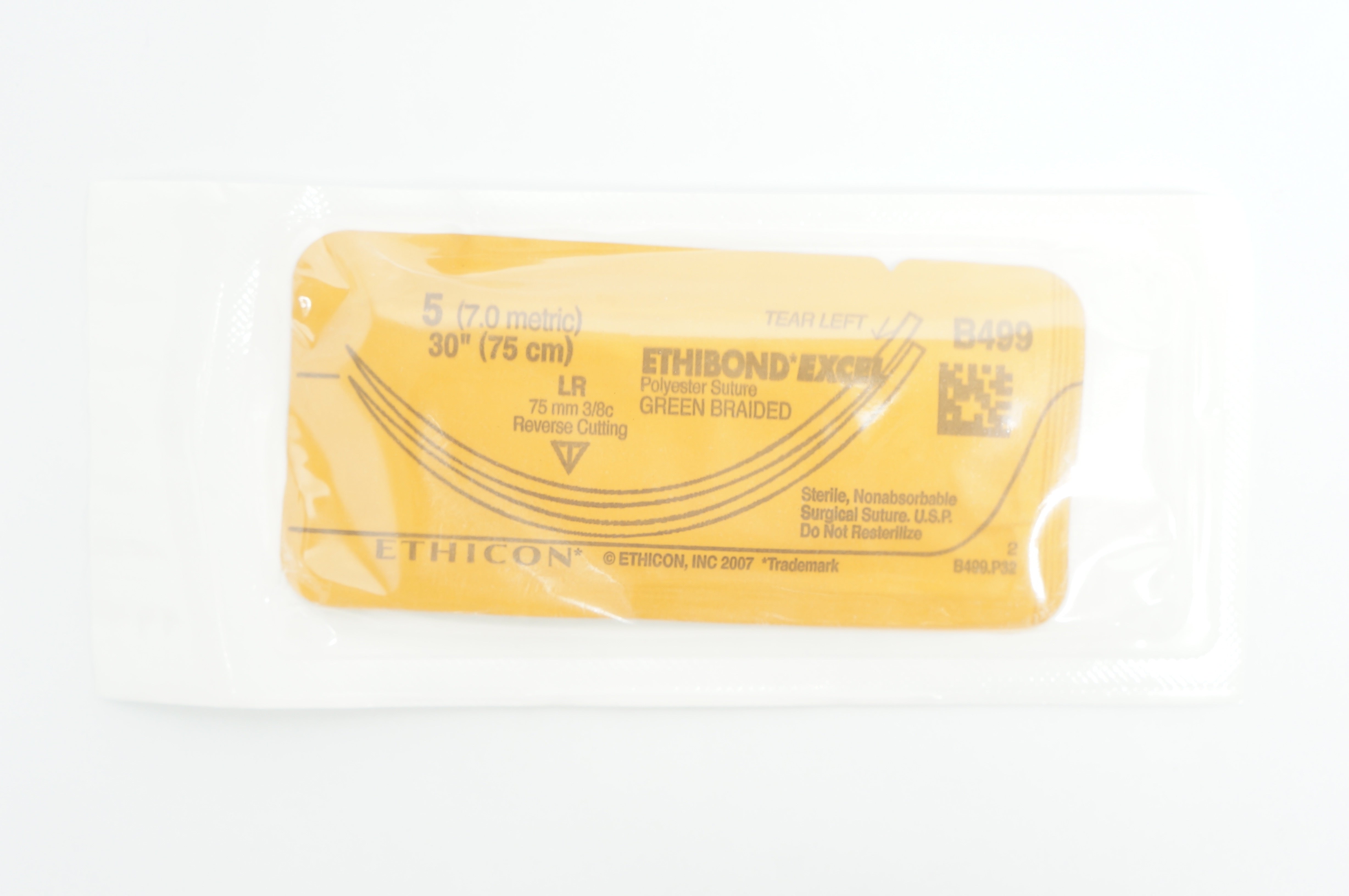 Ethicon B499 5 ETHIBOND EXCEL LR, 75mm 3/8c Reverse Cutting, 30inch (x)