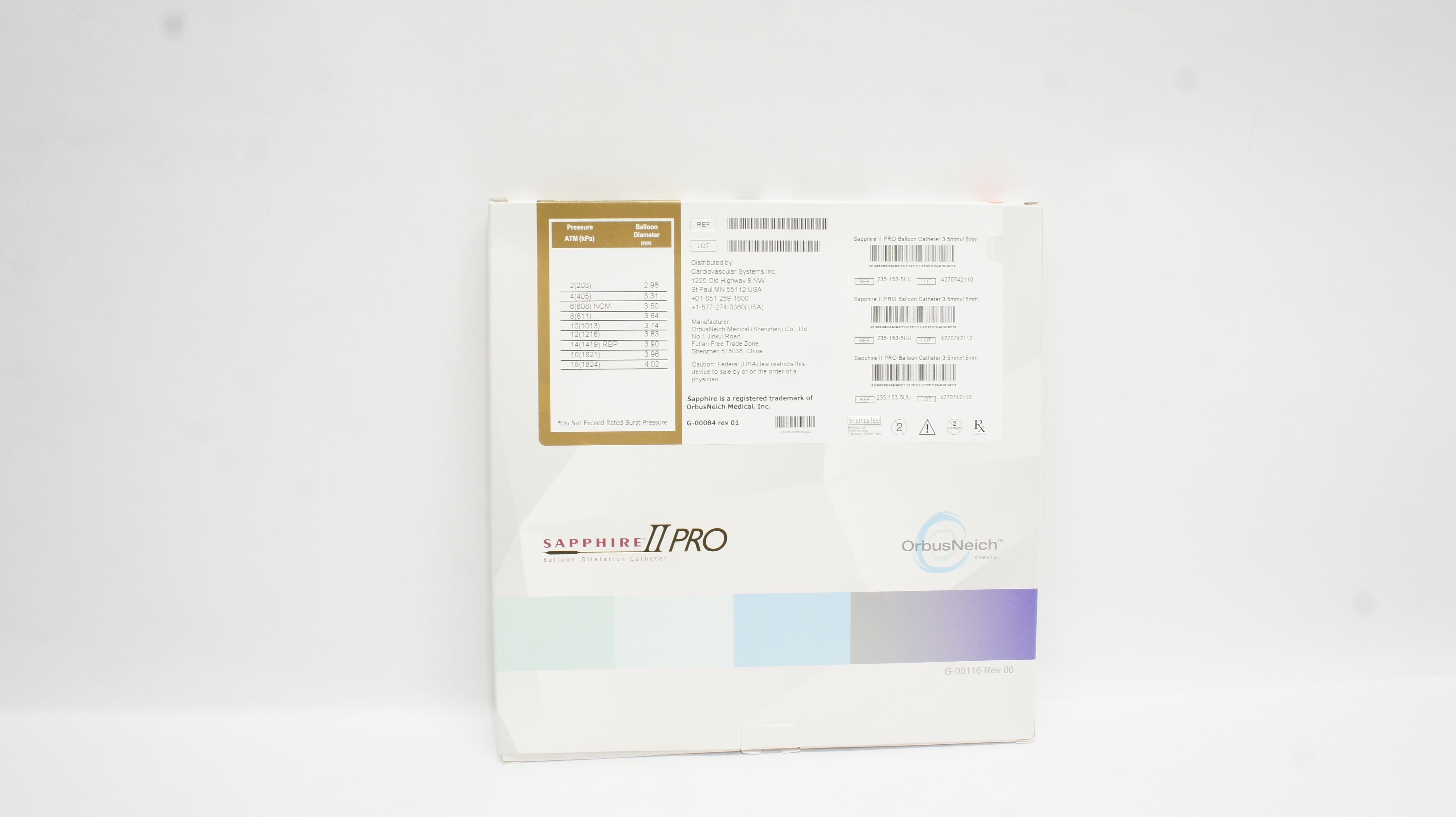 OrbusNeich 235-153-5UU Sapphire II Pro Balloon Dilatation Cath. 3.5 x 15mm (x)