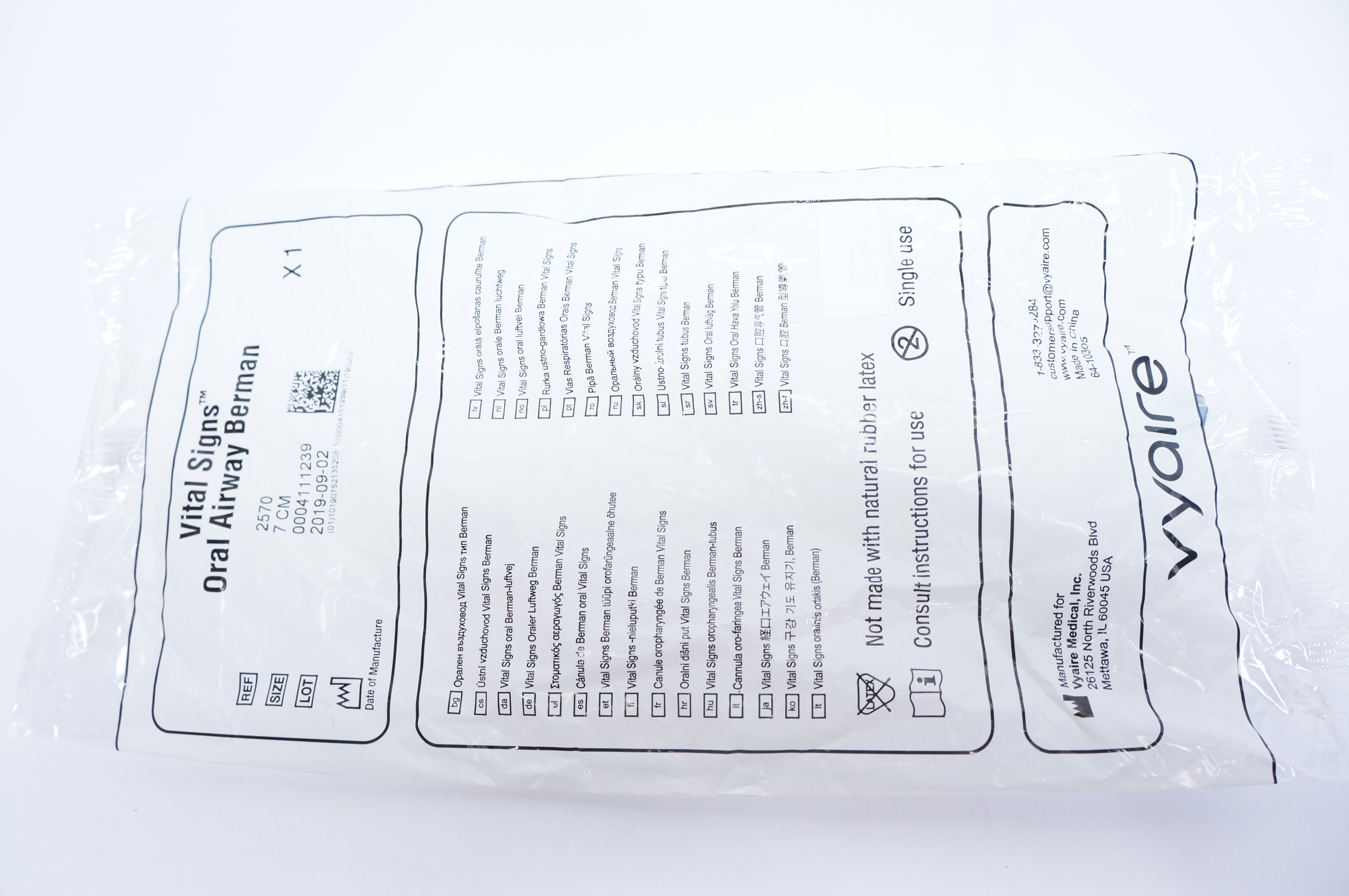 Vyaire 2570 Vital Signs Oral Airway Berman 7cm