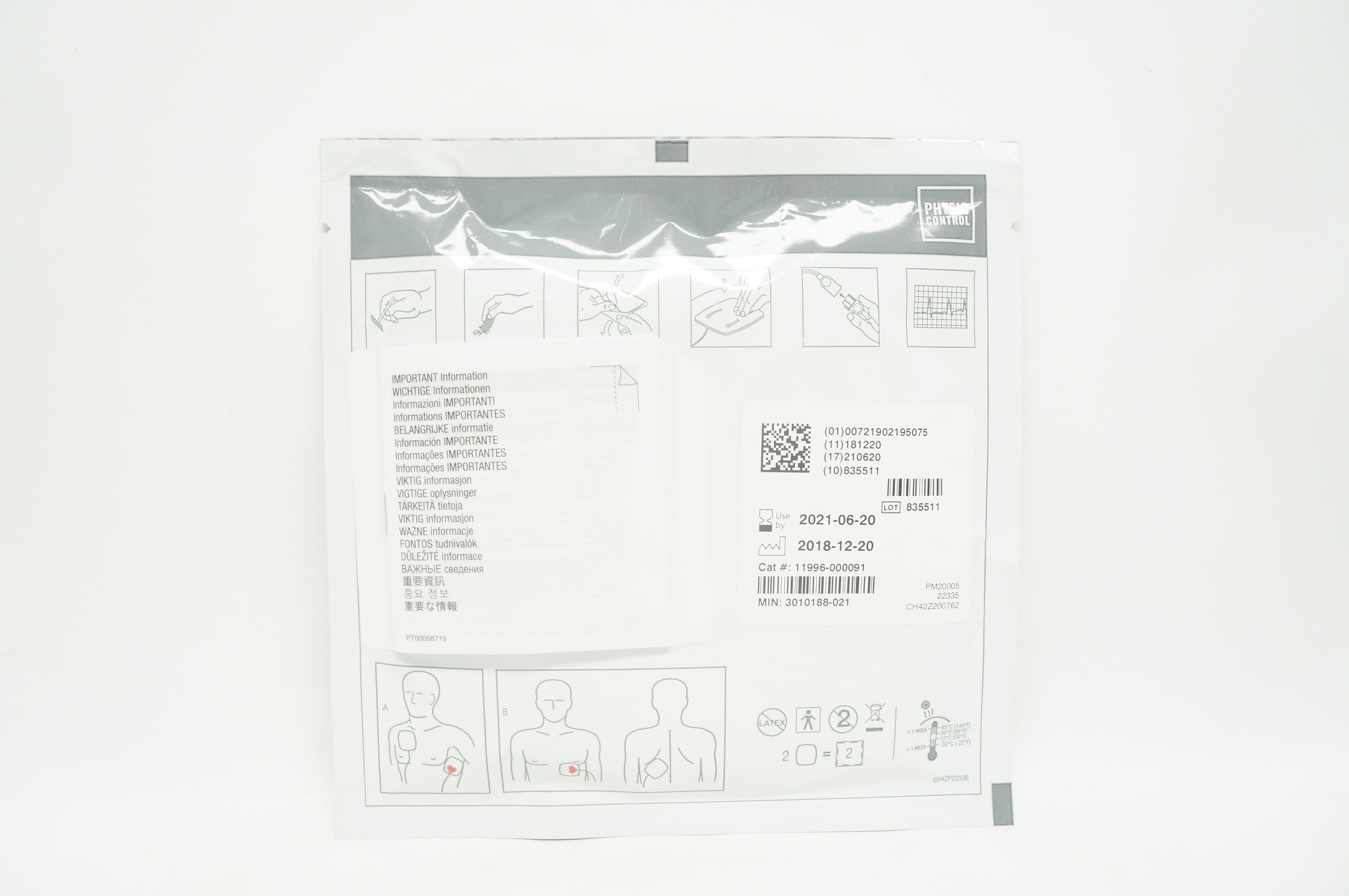 Physio Control 11996-000091 Quik-Combo Pacing/Defibrillation/ECG Electrodes