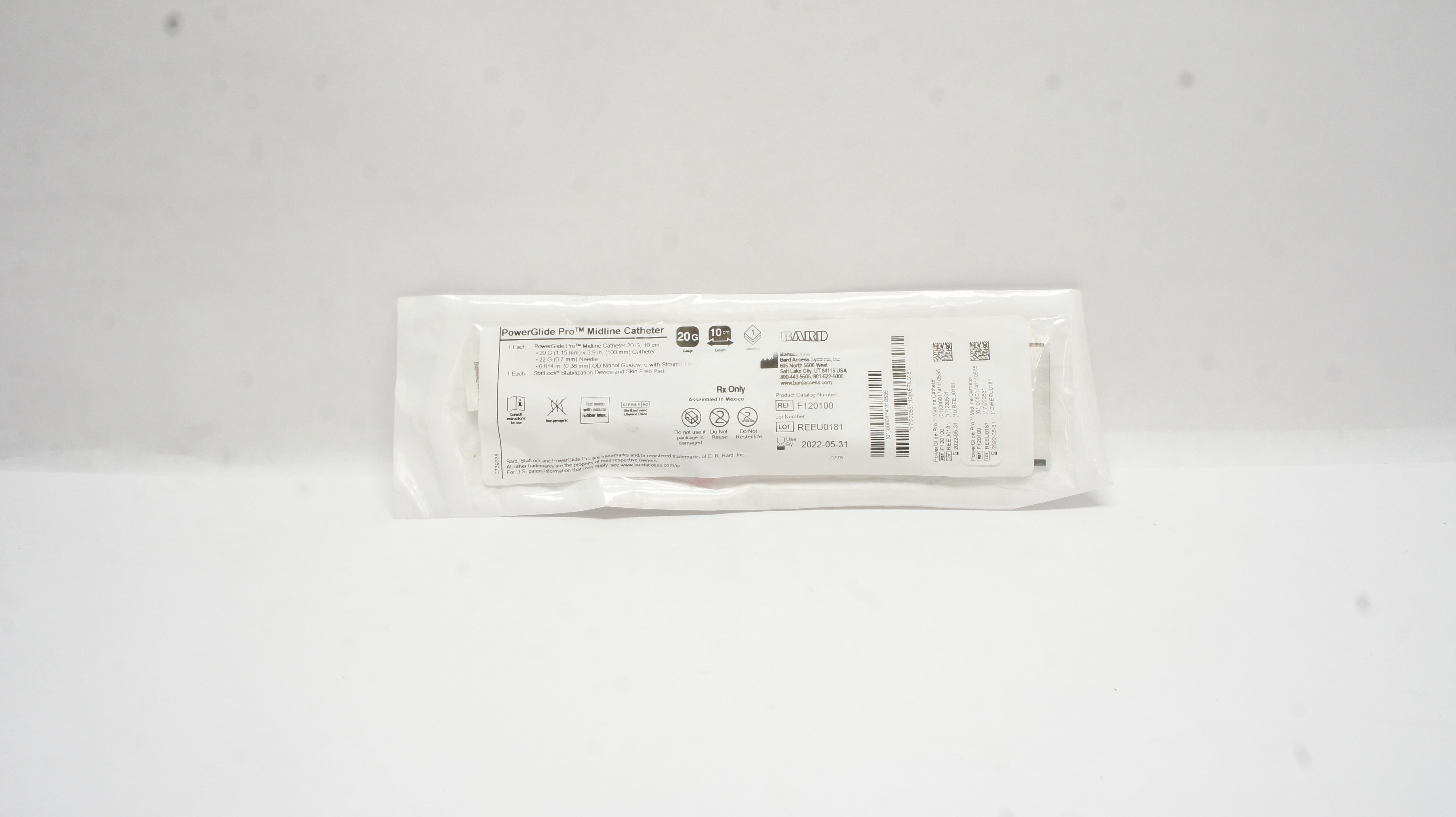 Bard F120100 Power Glide Pro Midline Cath. 20G x 10cm (x)