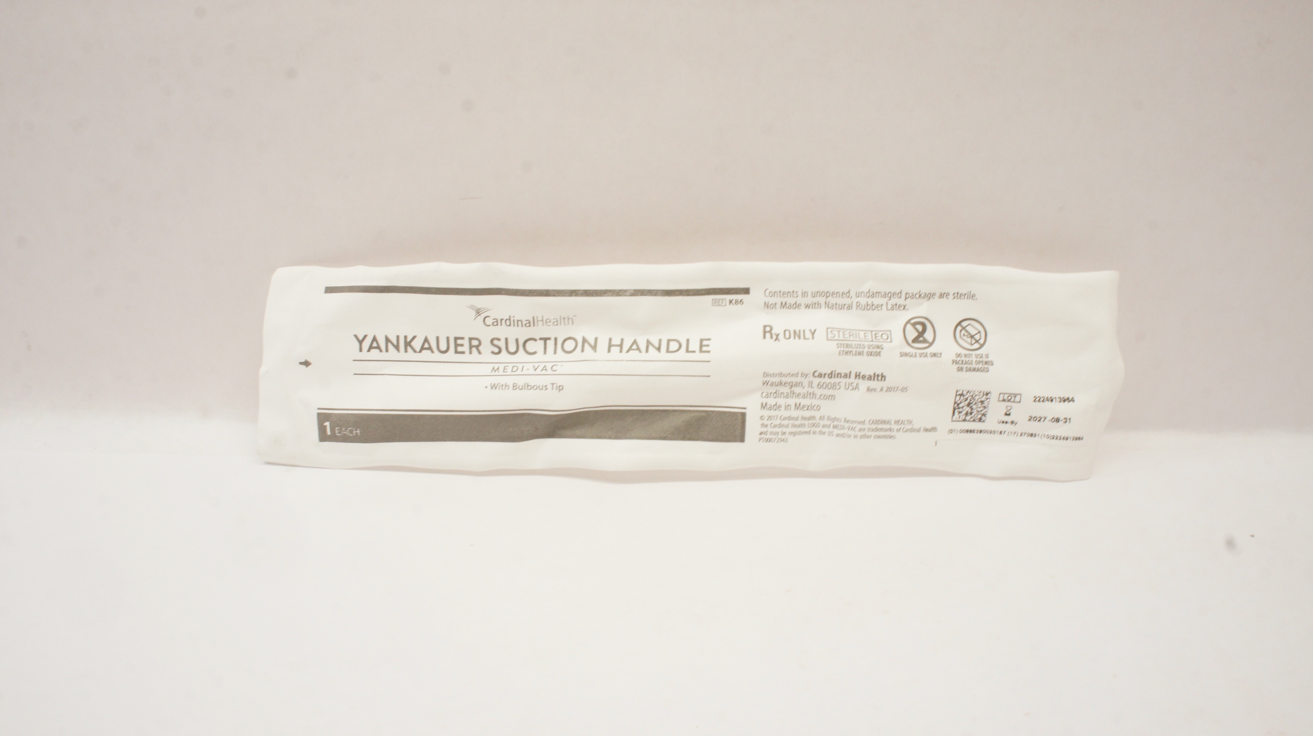 Cardinal Health K86 Medi-Vac Yankauer Suction Handle With Bulbous Tip