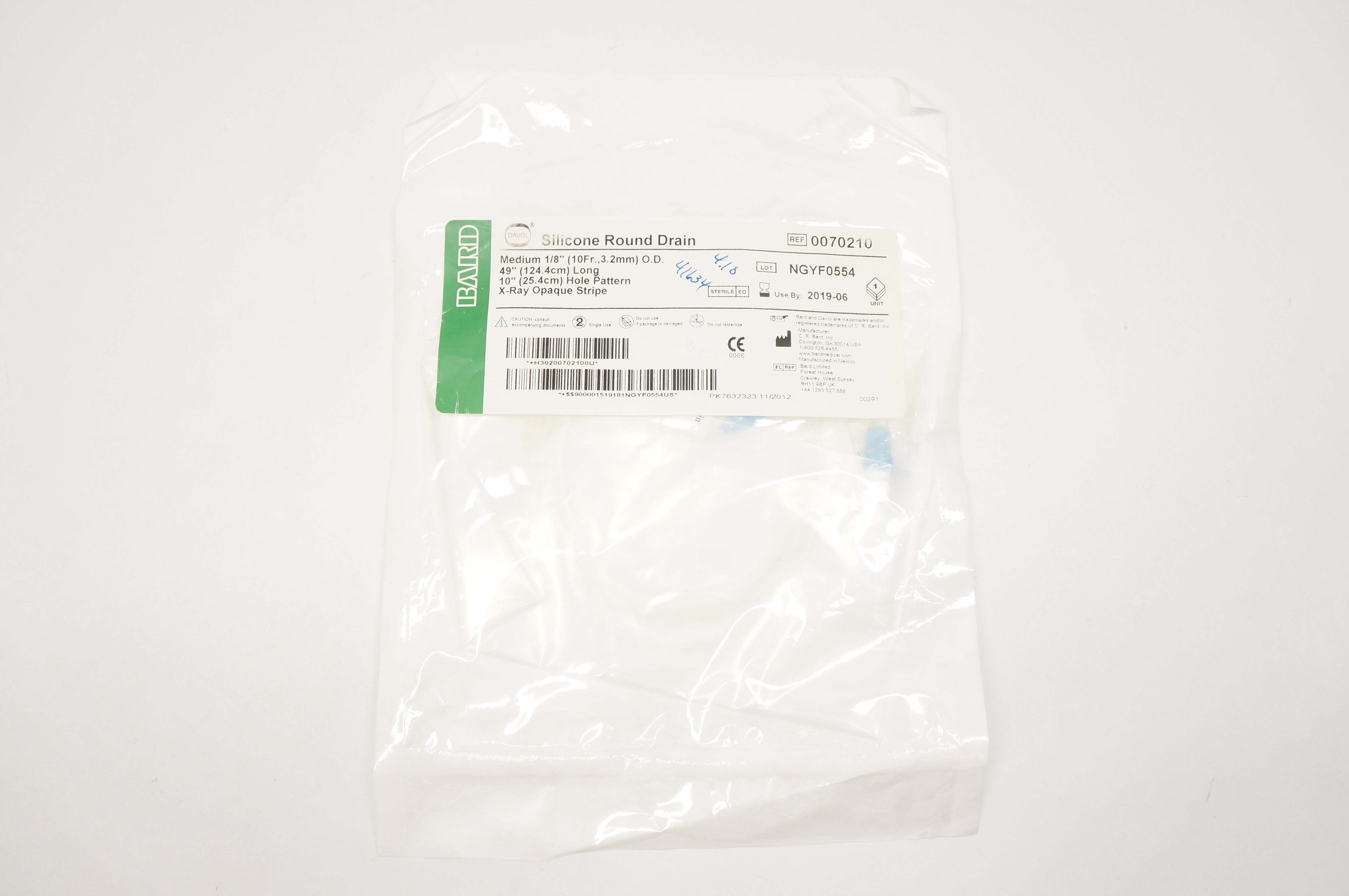 Bard 0070210 Silicone Round Drain, Medium 1/8inch OD (x)