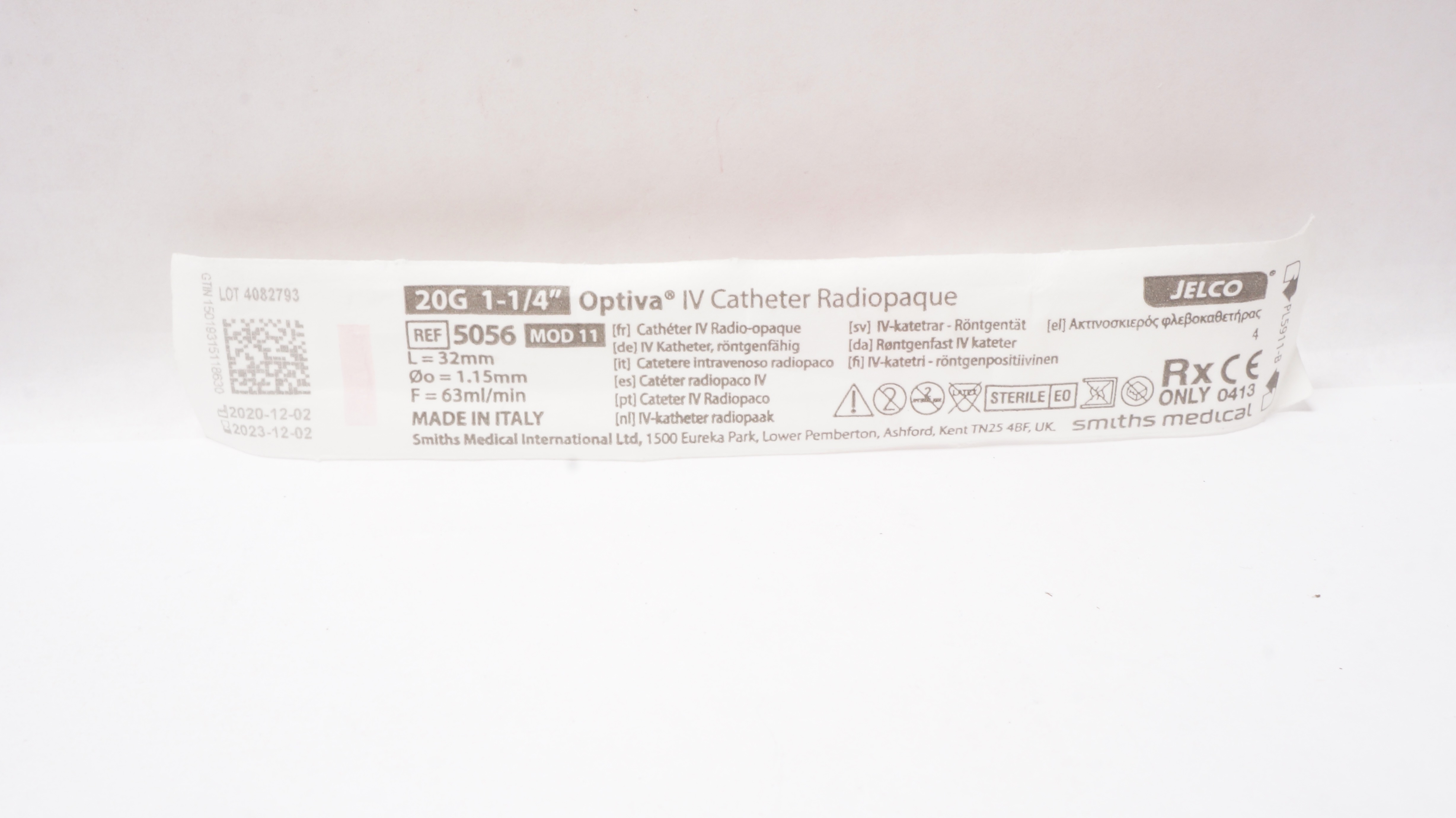 Smiths Medical 5056 Jelco Optiva IV Cath. Radiopaque 20G x 1-1/4inch (x)