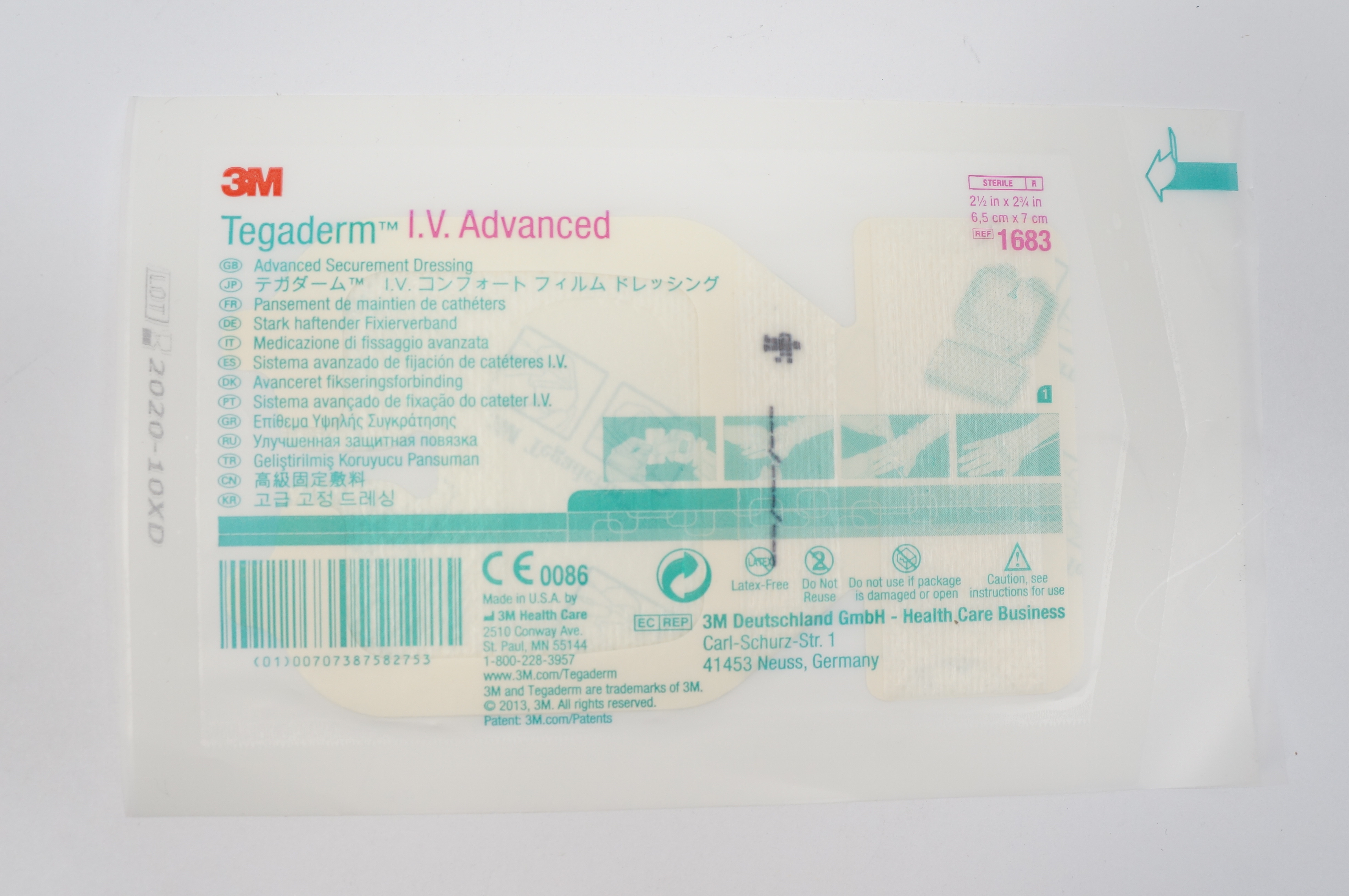 3M 1683 Tegaderm IV Advanced Securement Dressing, 2-1/2inch x 2-3/4inch (x)