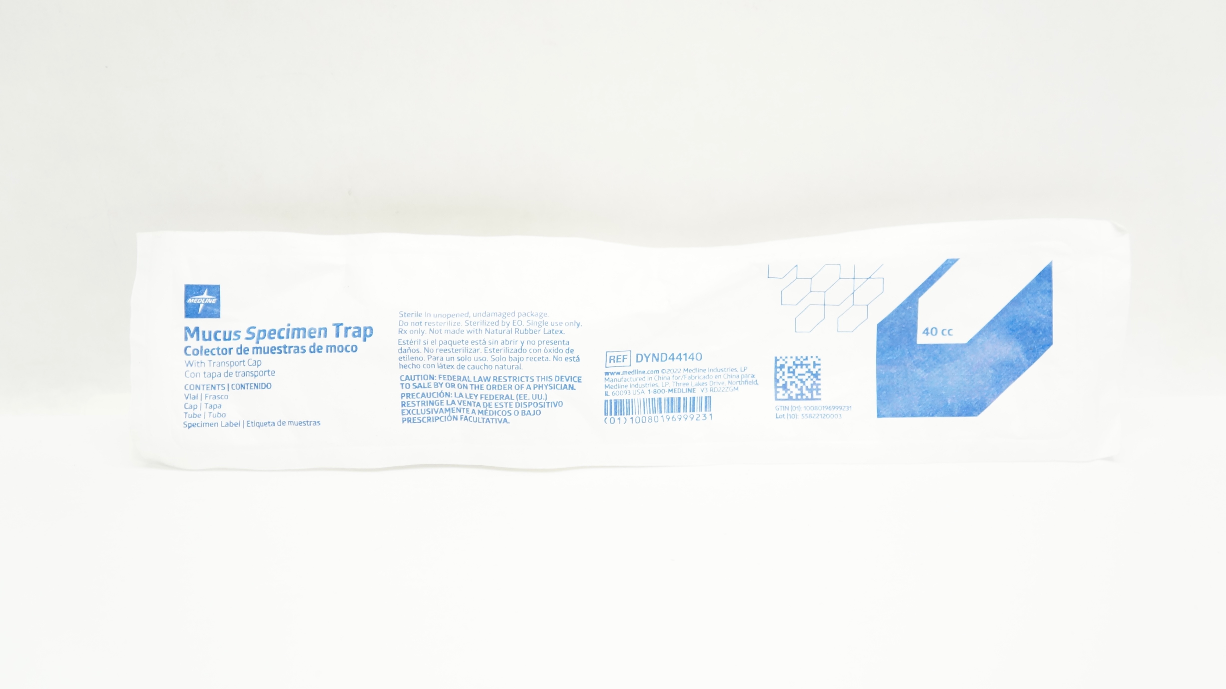 Medline DYND44140 Mucus Specimen Trap with Transport Cap, 40cc