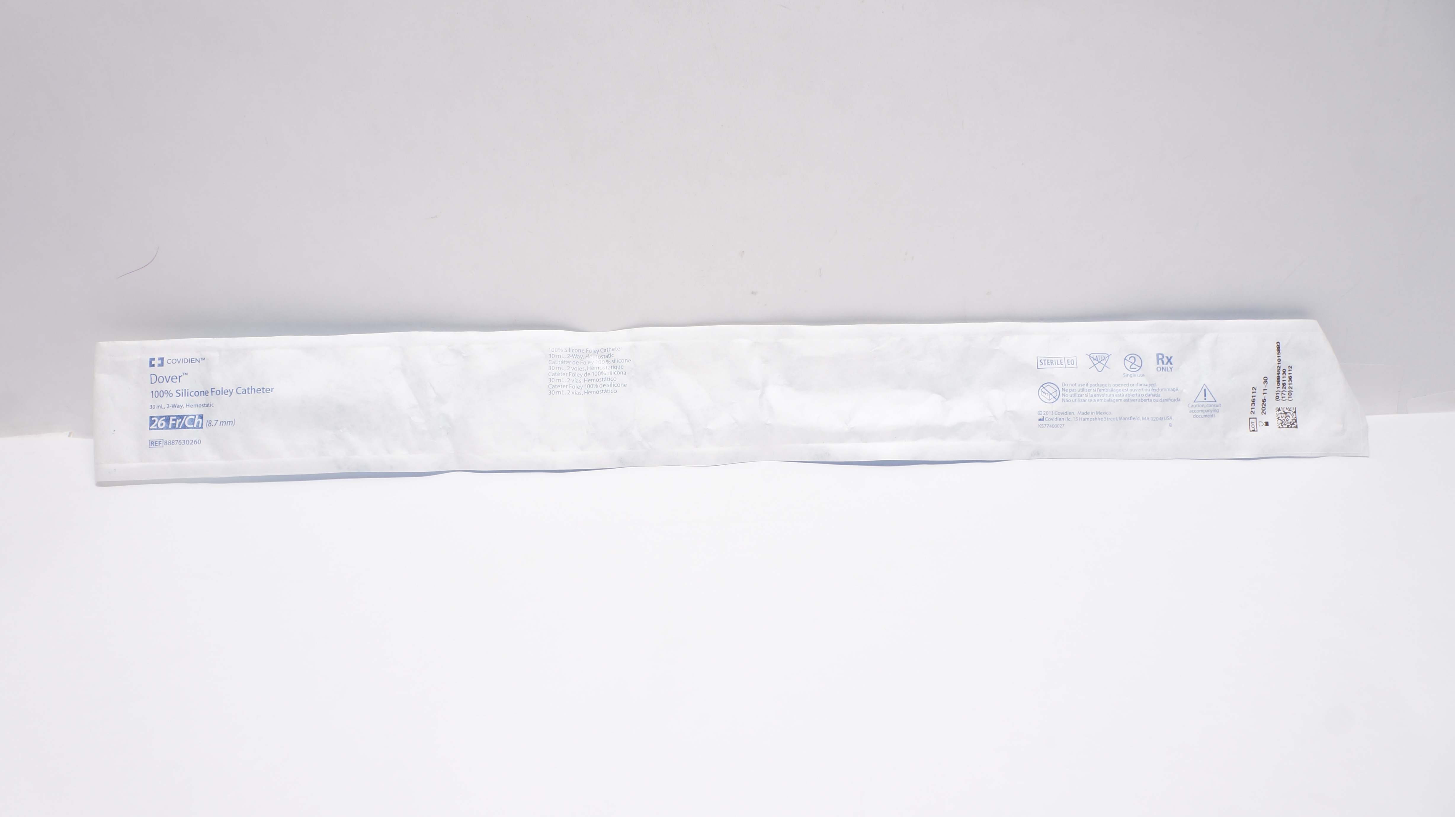 Covidien 8887630260 Dover 100% Silicone Foley Cath. 26Fr/Ch 2-WayHemostatic 30mL
