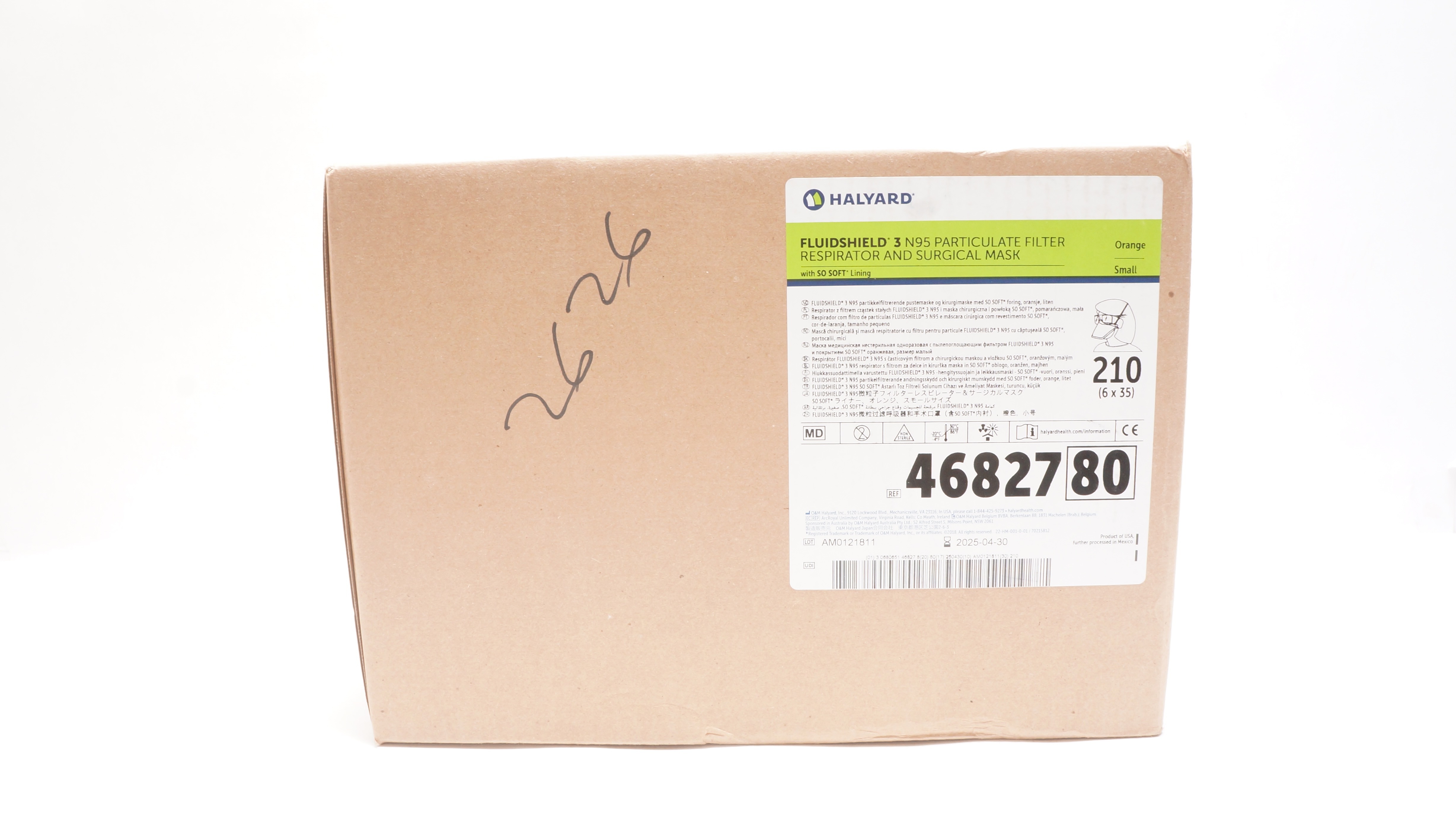 Halyard 46827 N95 Particulate Filter Respirator, Small - Case of 210