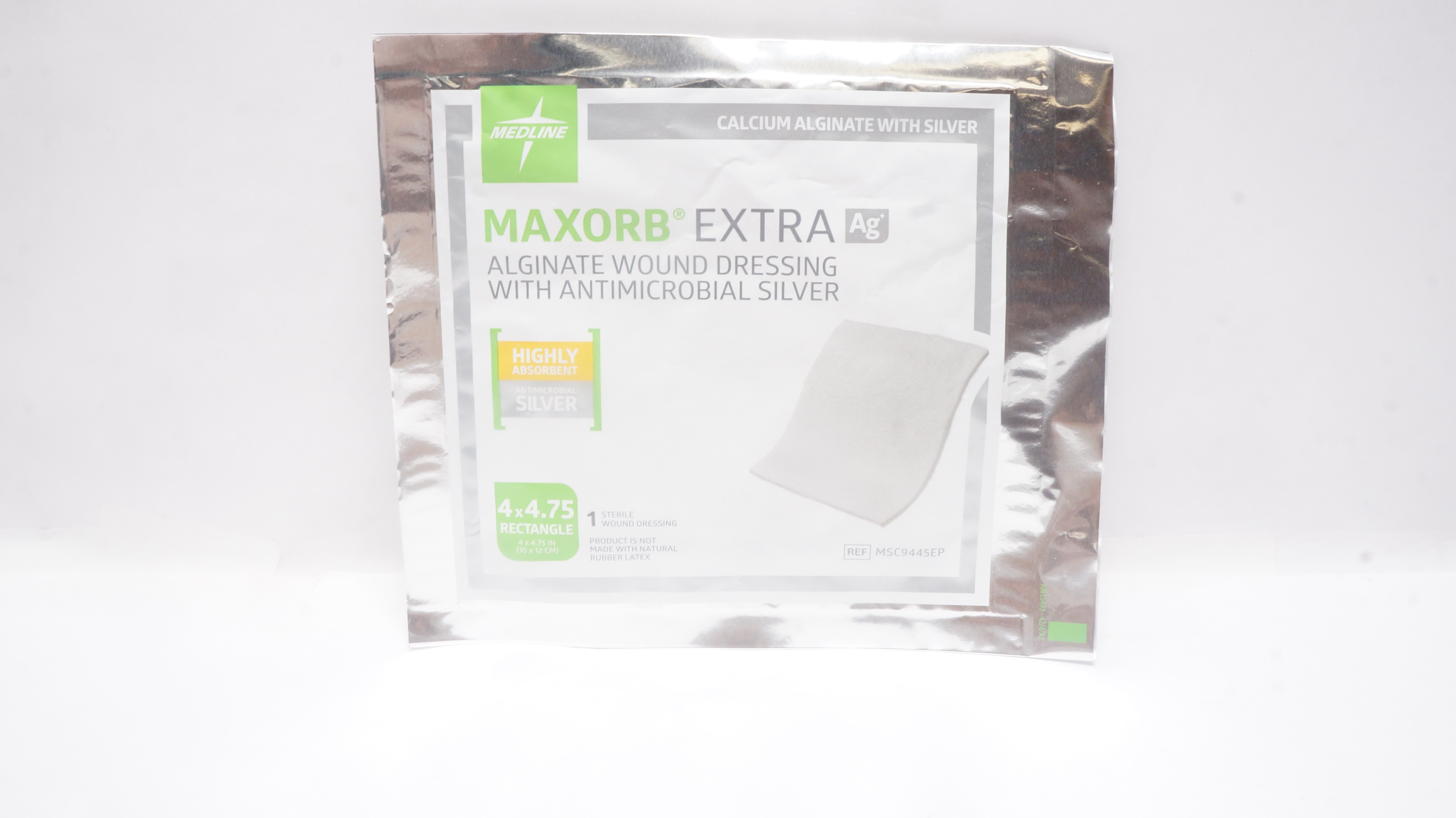 Medline MSC9445EP Maxorb Extra AG Silver Dressing 4inchx4.75inch