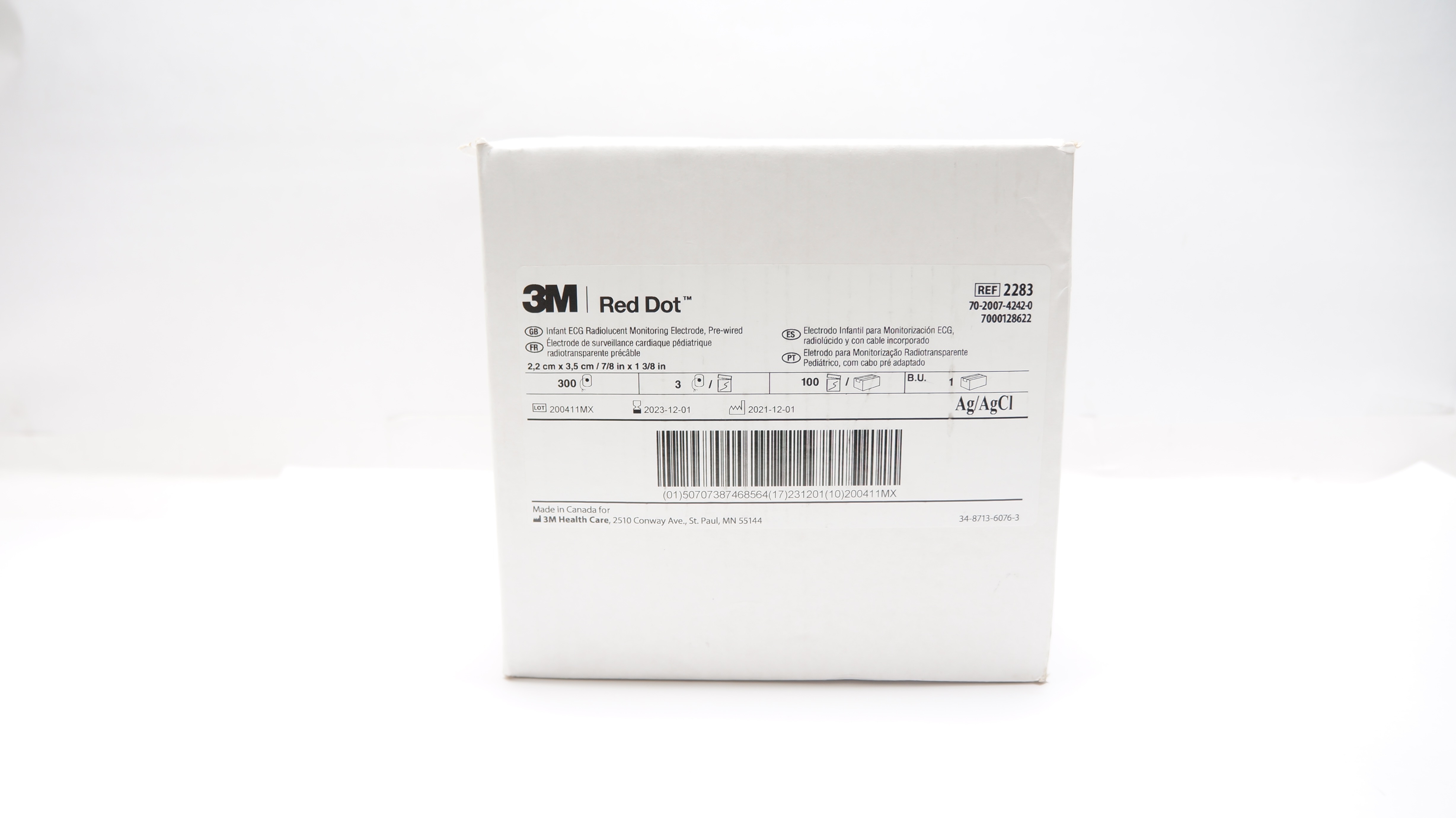 3M 2283 Red Dot Infant ECG Radiolucent Monitoring Electrode (x) - Case of 300