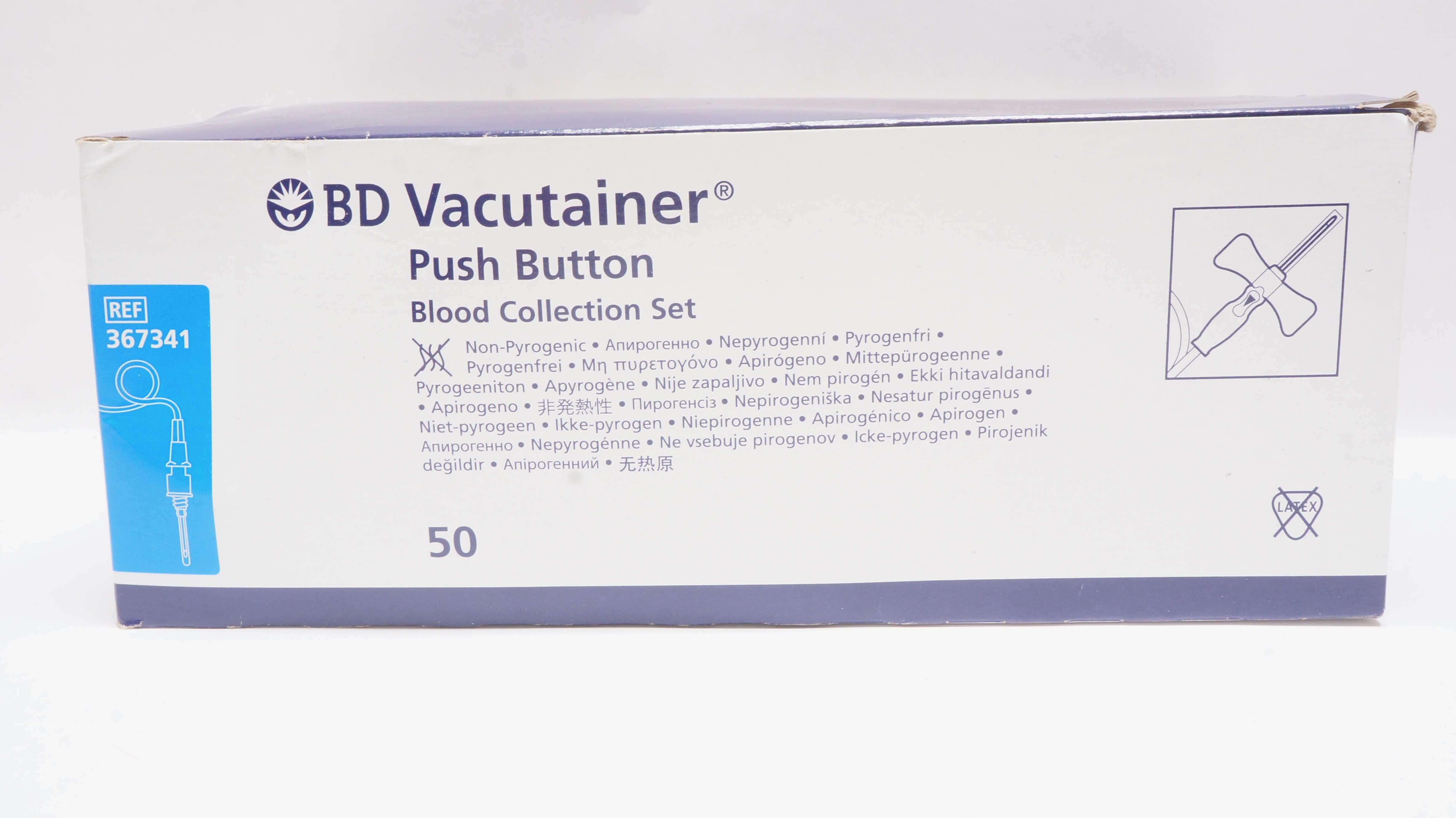 BD 367341 Vacutainer Push Button Blood Collection Set 25Gx3/4x12inch - Box of 50