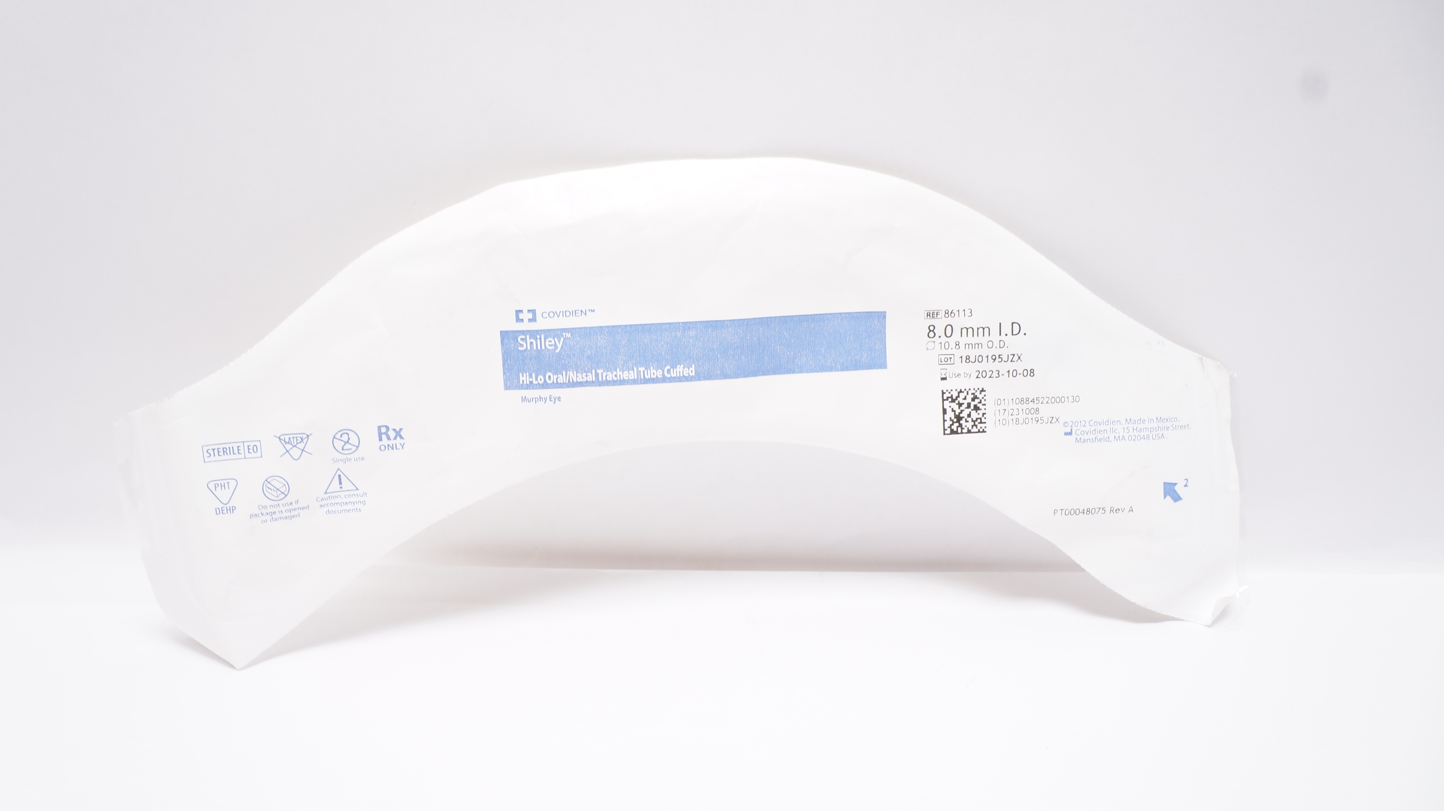 Covidien 86113 Shiley Hi-Lo Oral/Nasal Tracheal Tube Cuffed 8.0ID x 10.8mm OD(x)