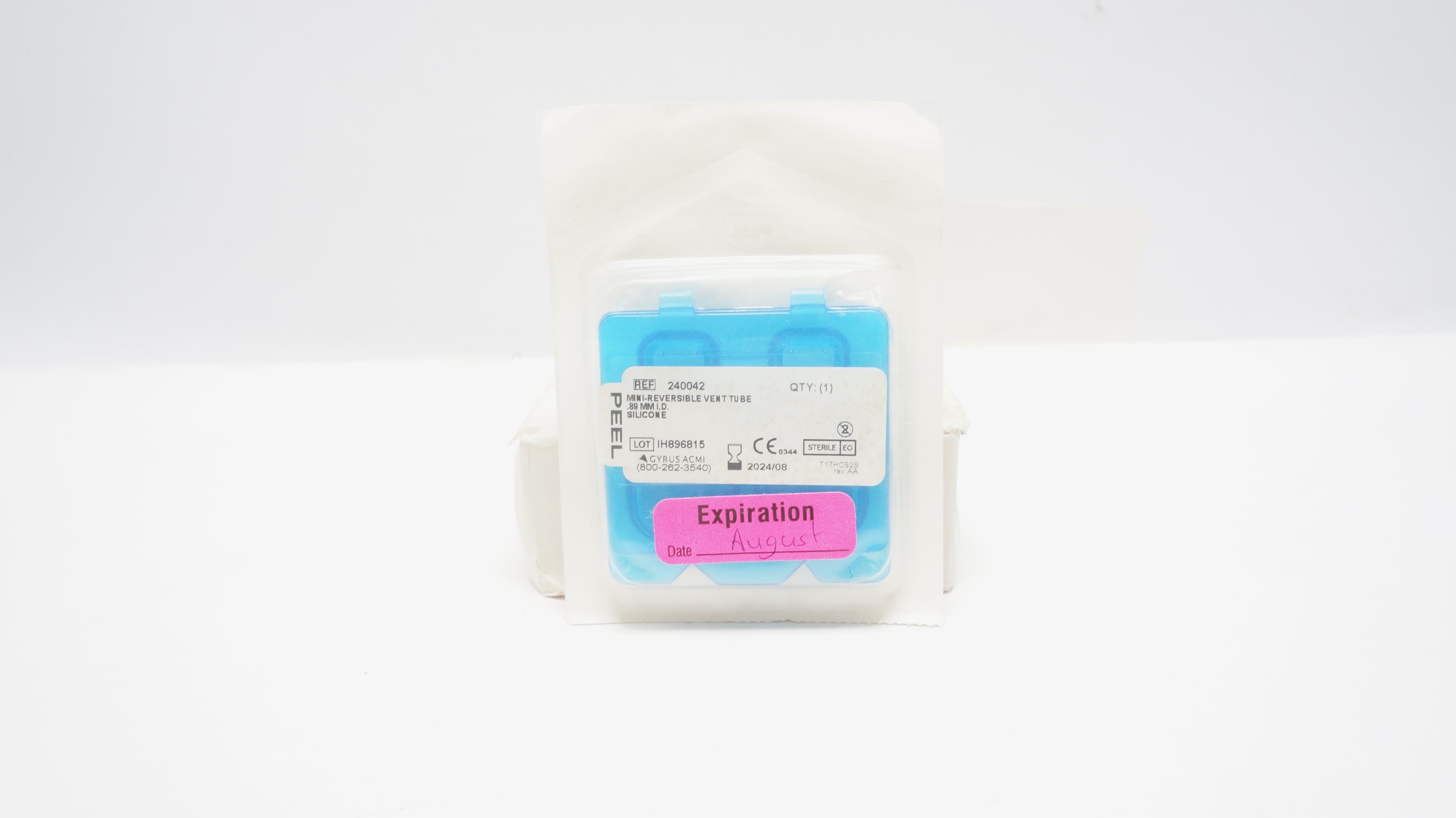 GYRUS ACMI 240042 Mini-Reversible Vent Tube 0.89 mm ID, Silicone (x)