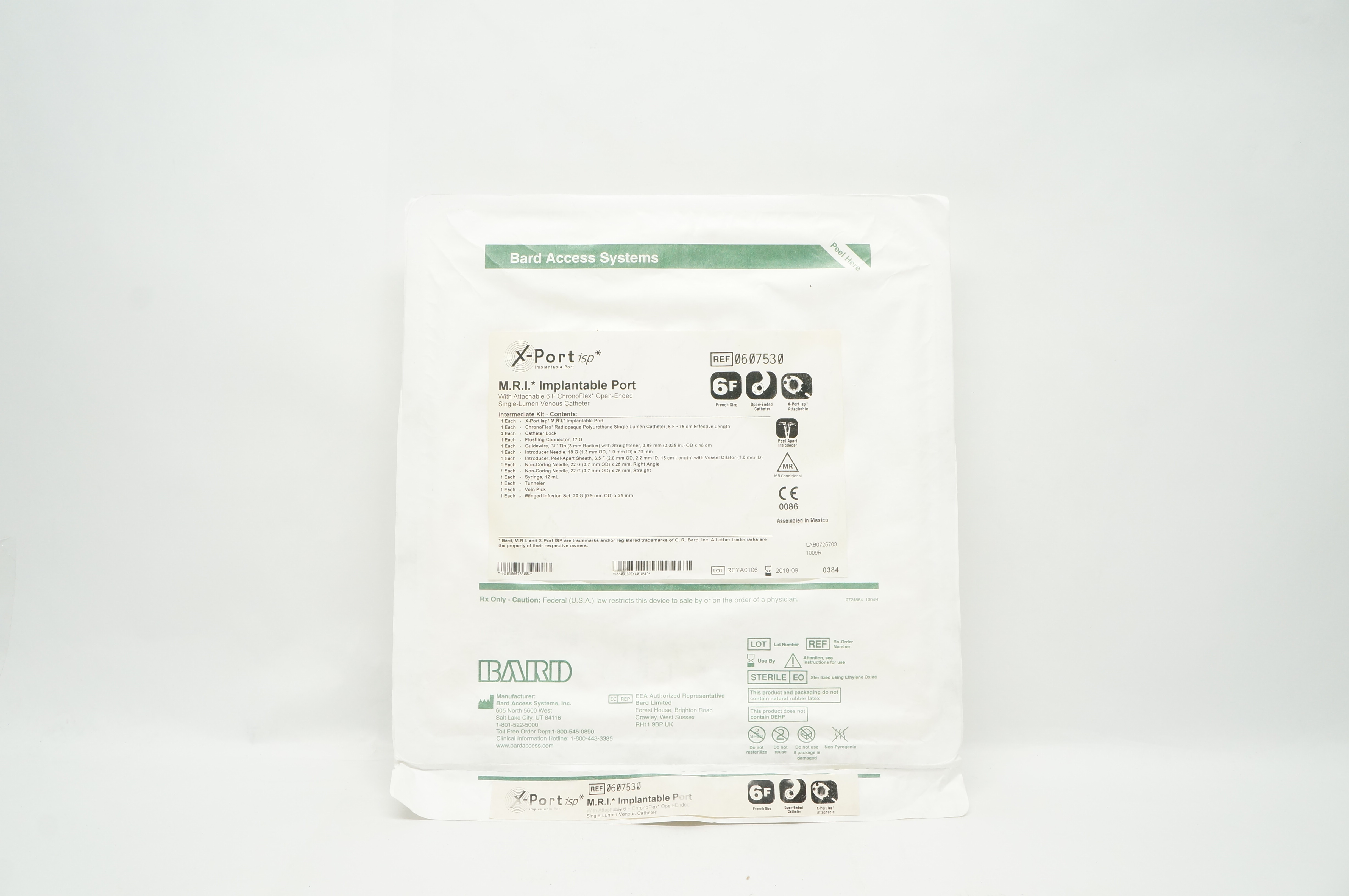 Bard 0607530 X-Port isp M.R.I. Implantale Port w/Attachable 6F Venous Cath. (x)