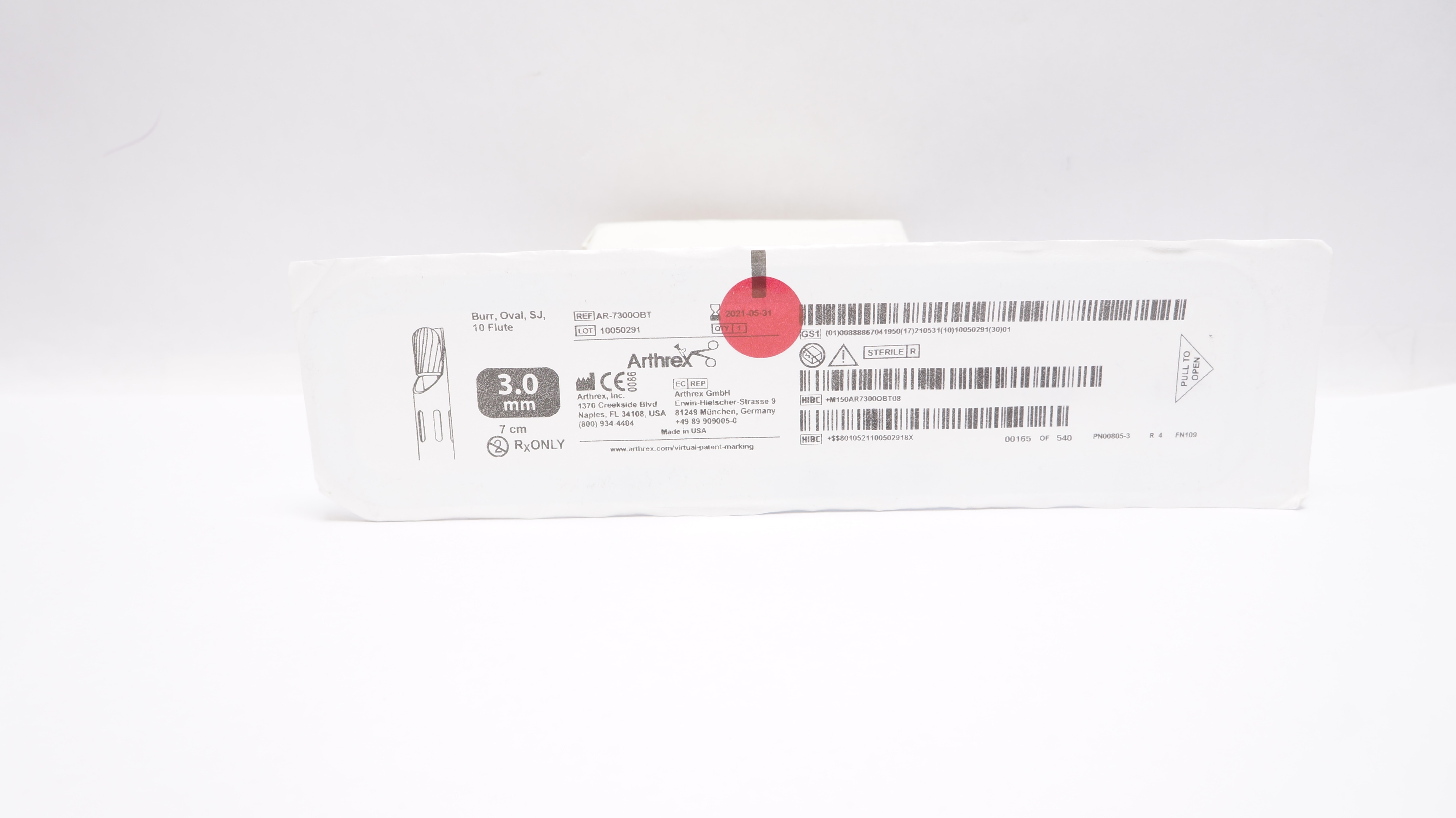 Arthrex AR-7300OBT Burr, Oval, SJ, 10 Flute 3.0mm x 7cm (x)