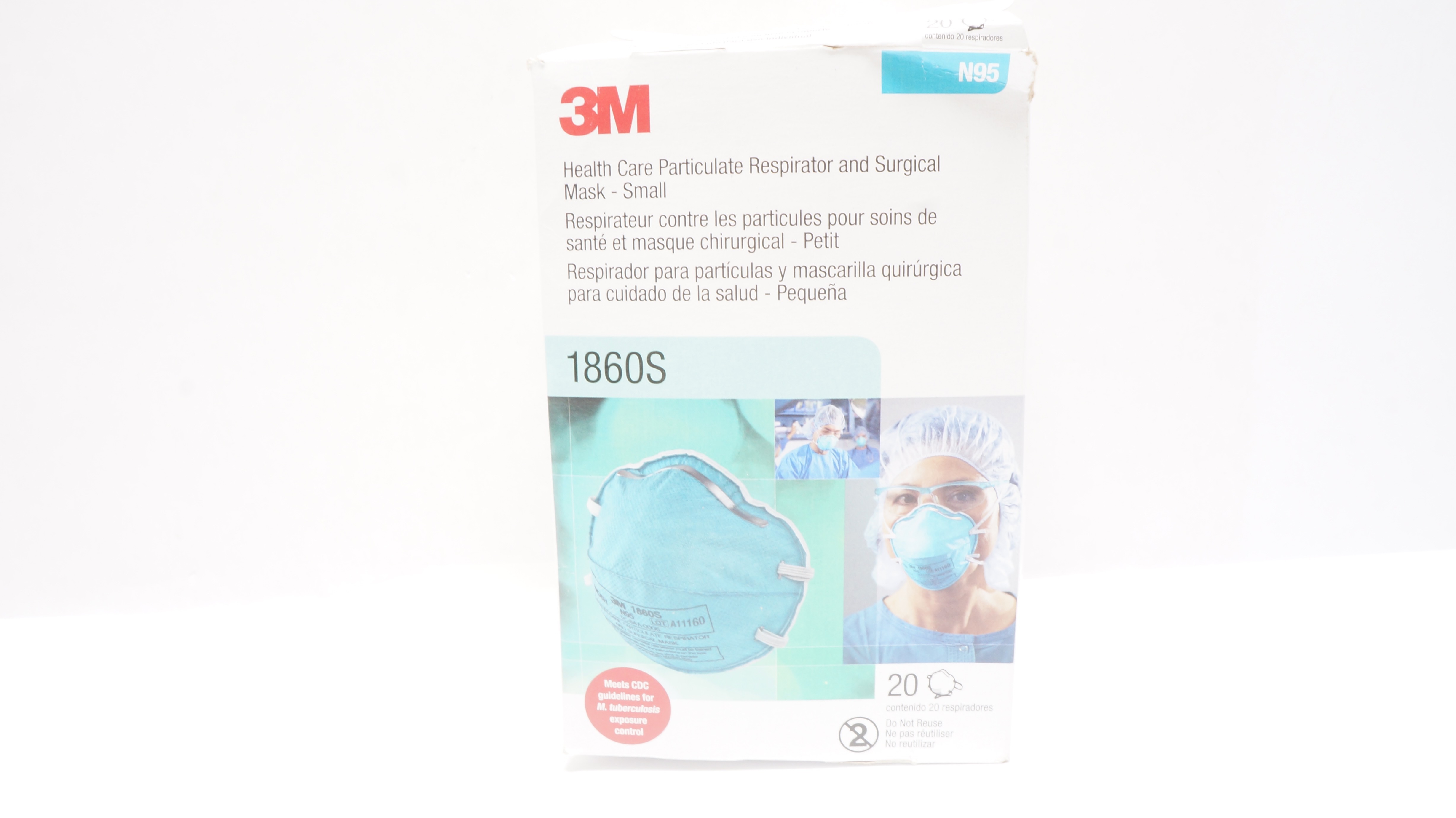 3M 1860S Health Care Particulate Respirator and Surgical Mask Small - Box of 20