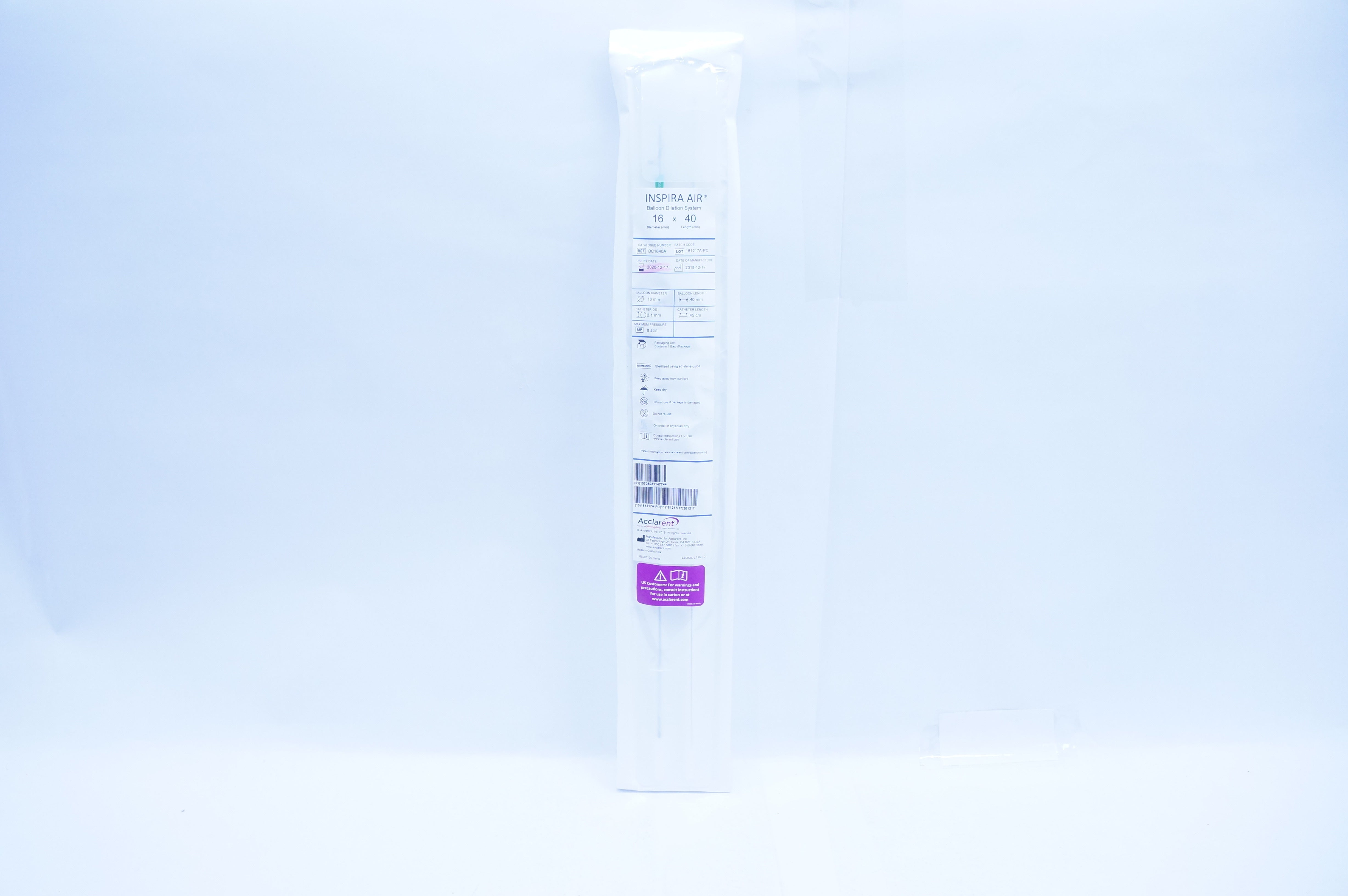 Acclarent BC1640A Inspira AIR Balloon Dilation System 16mm x 40mm, 2.1mm x 45cm