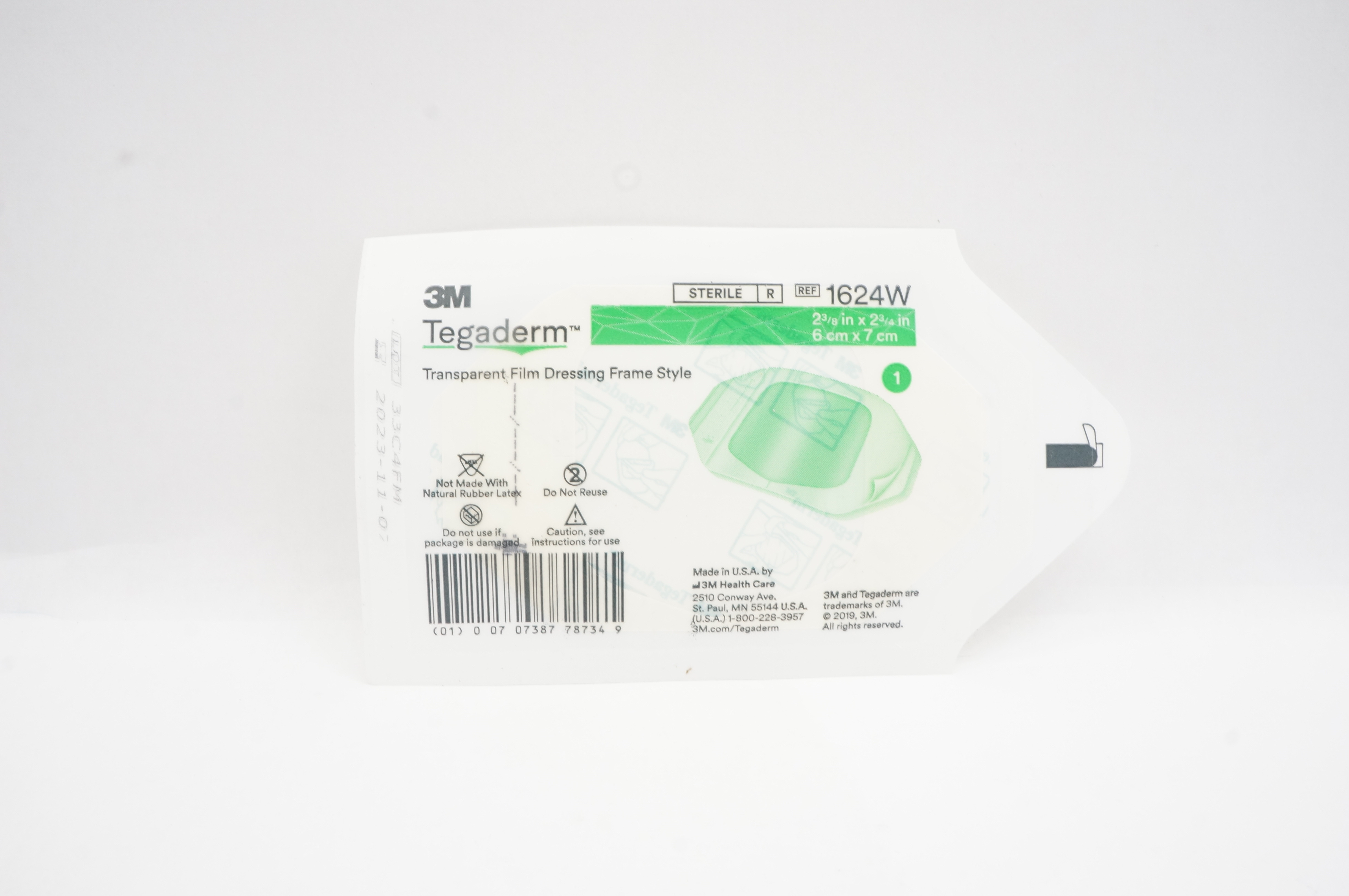 3M 1624W Tegaderm Transparent Film Dressing Frame Style 2-3/8 x 2-3/4 inch