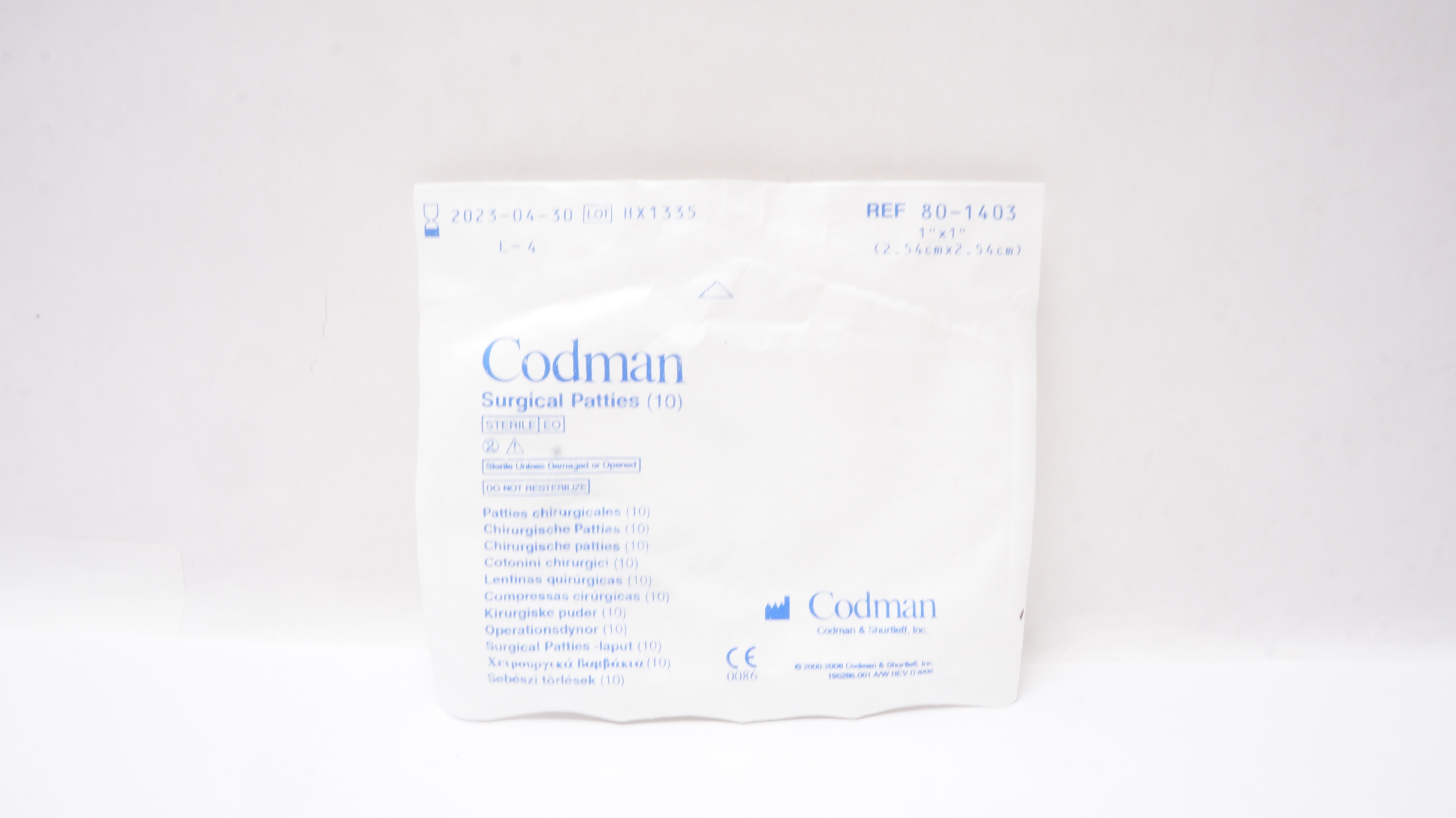 Codman 80-1402 Surgical Patties 1/2inch x 1inch - Pack of 10