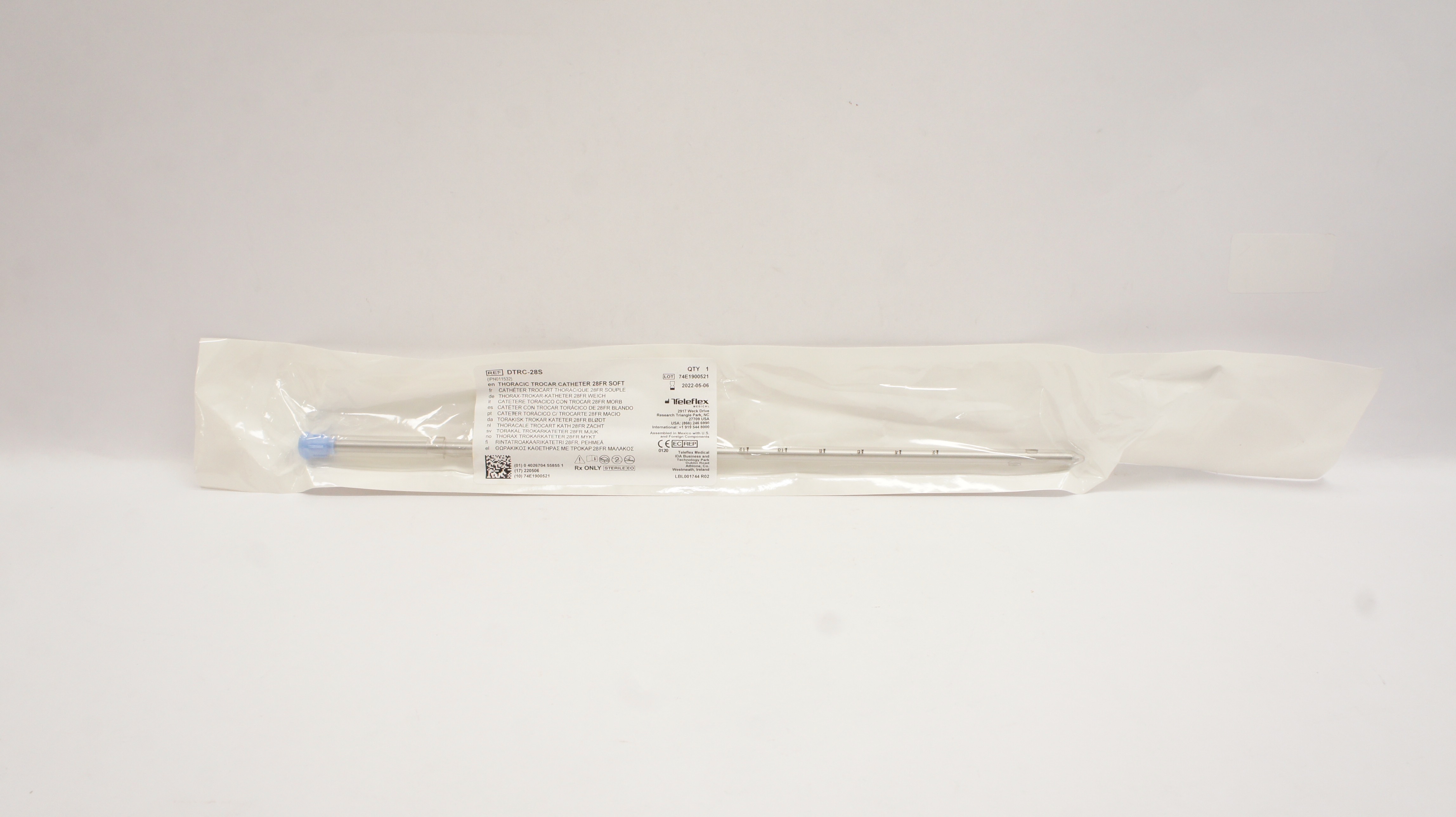 Teleflex DTRC-28S Thoracic Trocar Cath. Soft 28Fr (x)