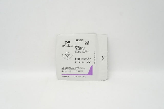 Ethicon J739D 2-0 Coated VICRYL Violet Braided CT-1, Taper 1/2c 36mm, 18inch (x)