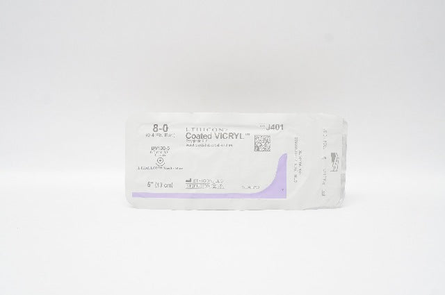 Ethicon J401 VICRYL 8-0 Violet Braided, BV130-5, 6.5mm 3/8c Taper, 5inch