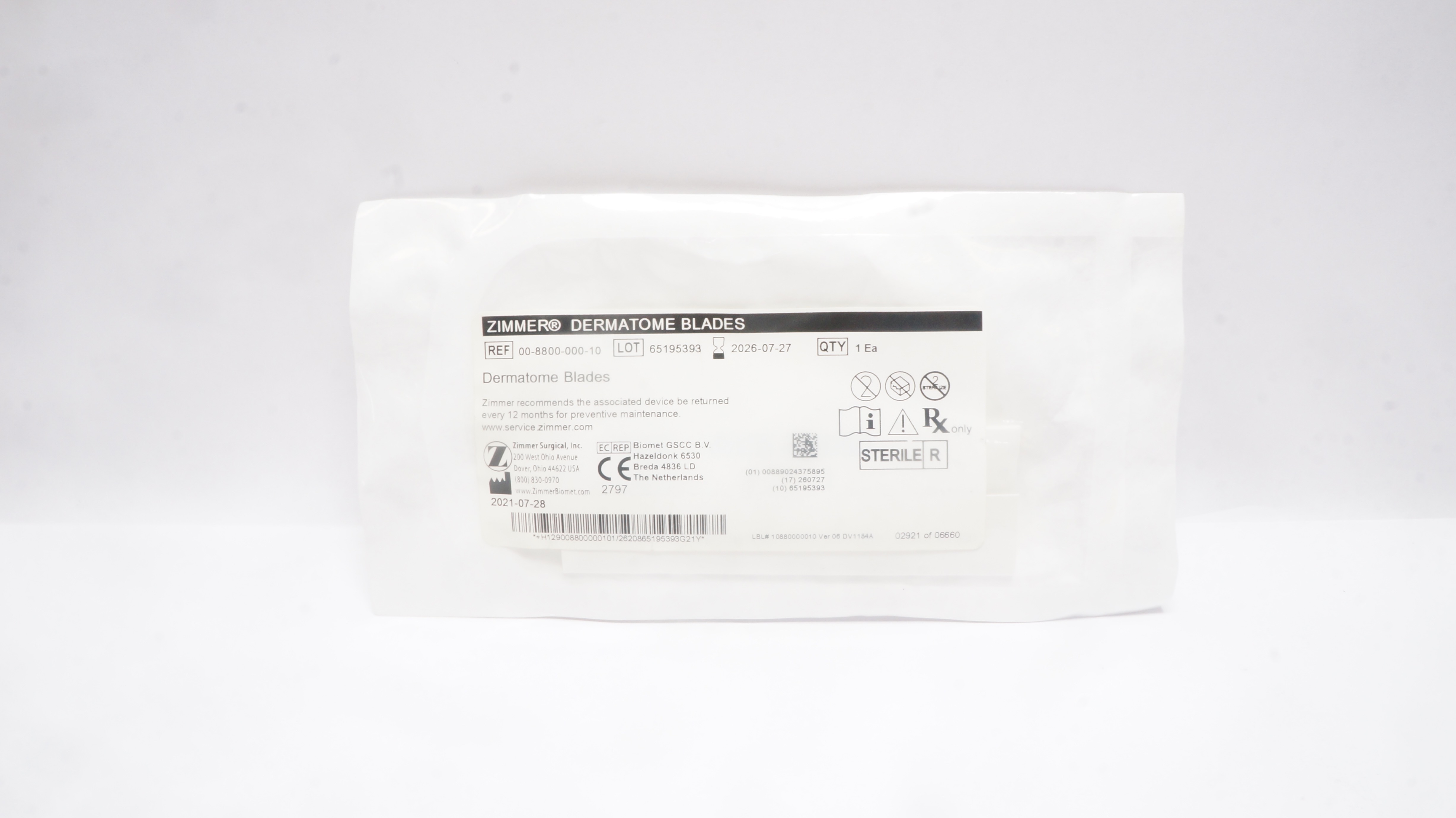 Zimmer 00-8800-000-10 Dermatome Blades