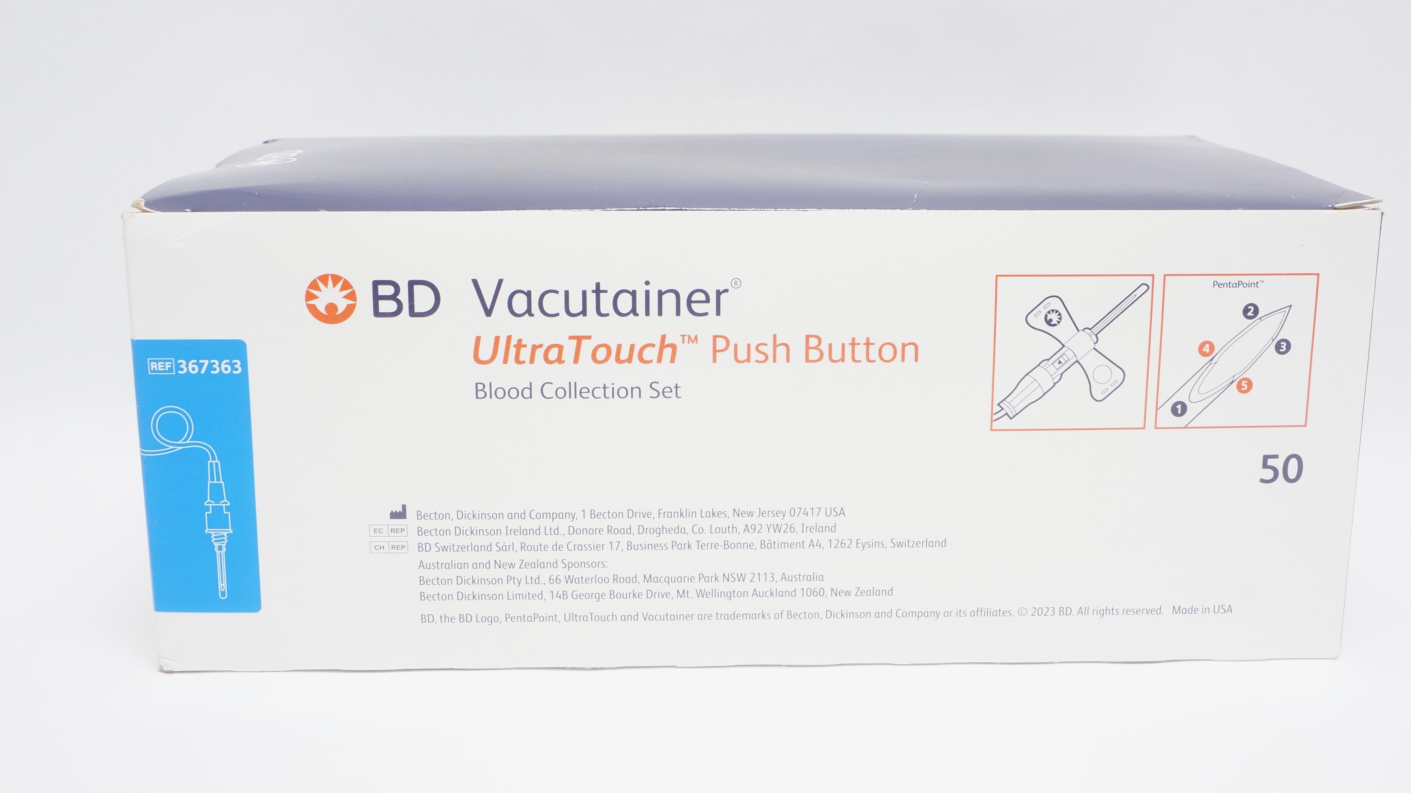 BD Vacutainer 367363 UltraTouch Push Button Blood Collection Set - Box of 50