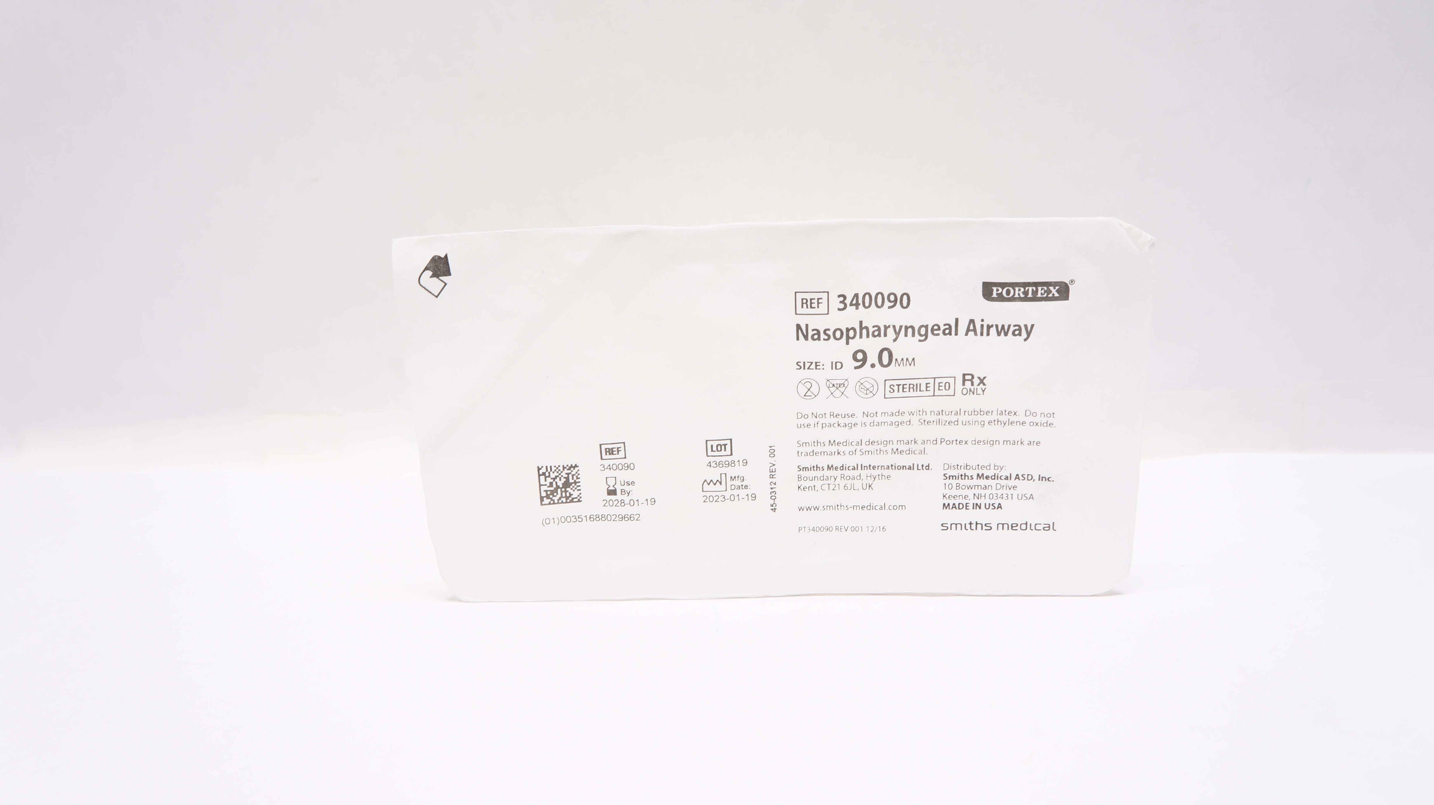 Smiths Medical 340090 Portex Nasopharyngeal Airway Size 9.0mm ID