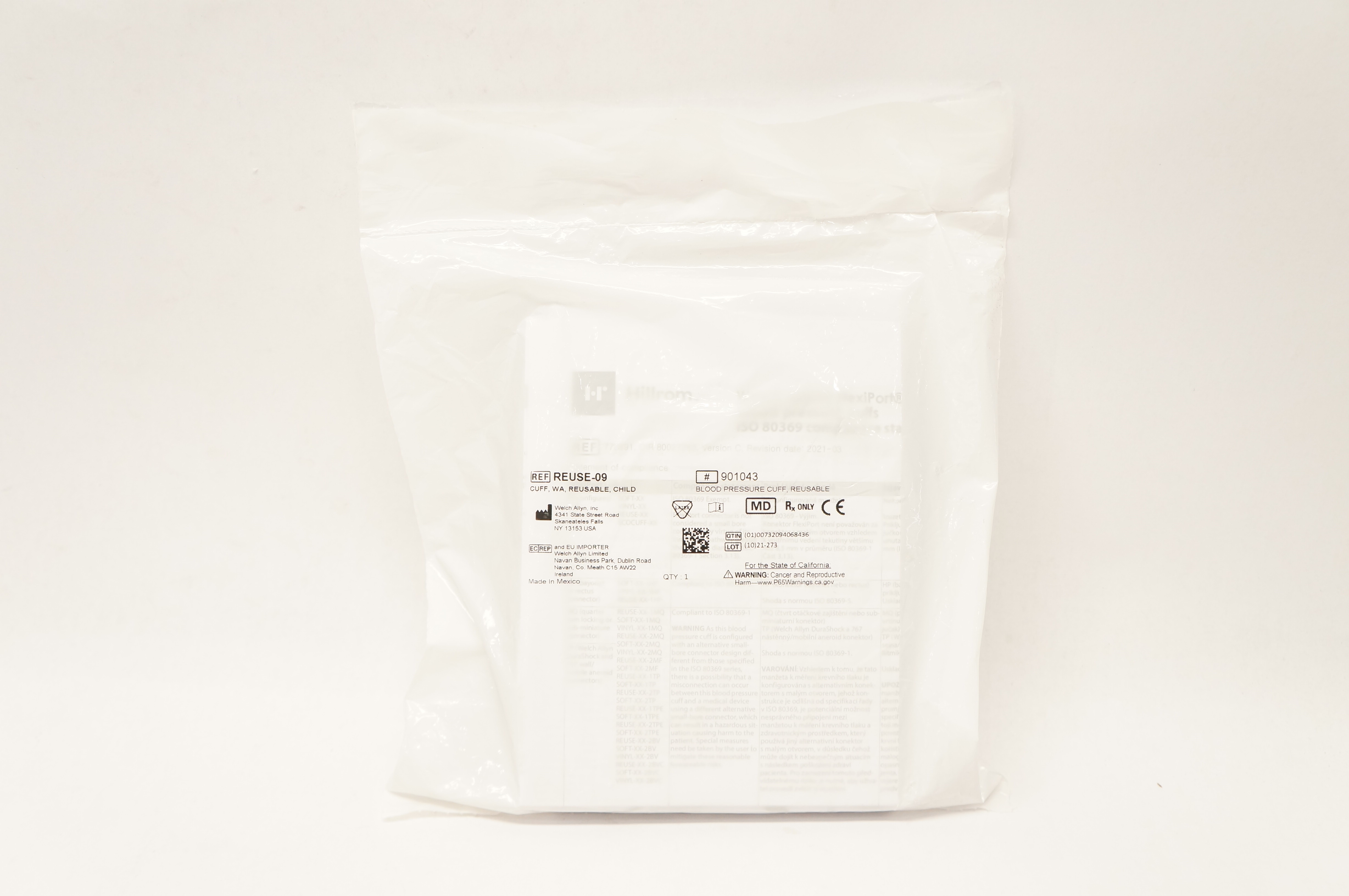 Welch Allyn REUSE-09-1TP Blood Pressure Cuff, Child Arm, Size 9, 15 - 21 cm