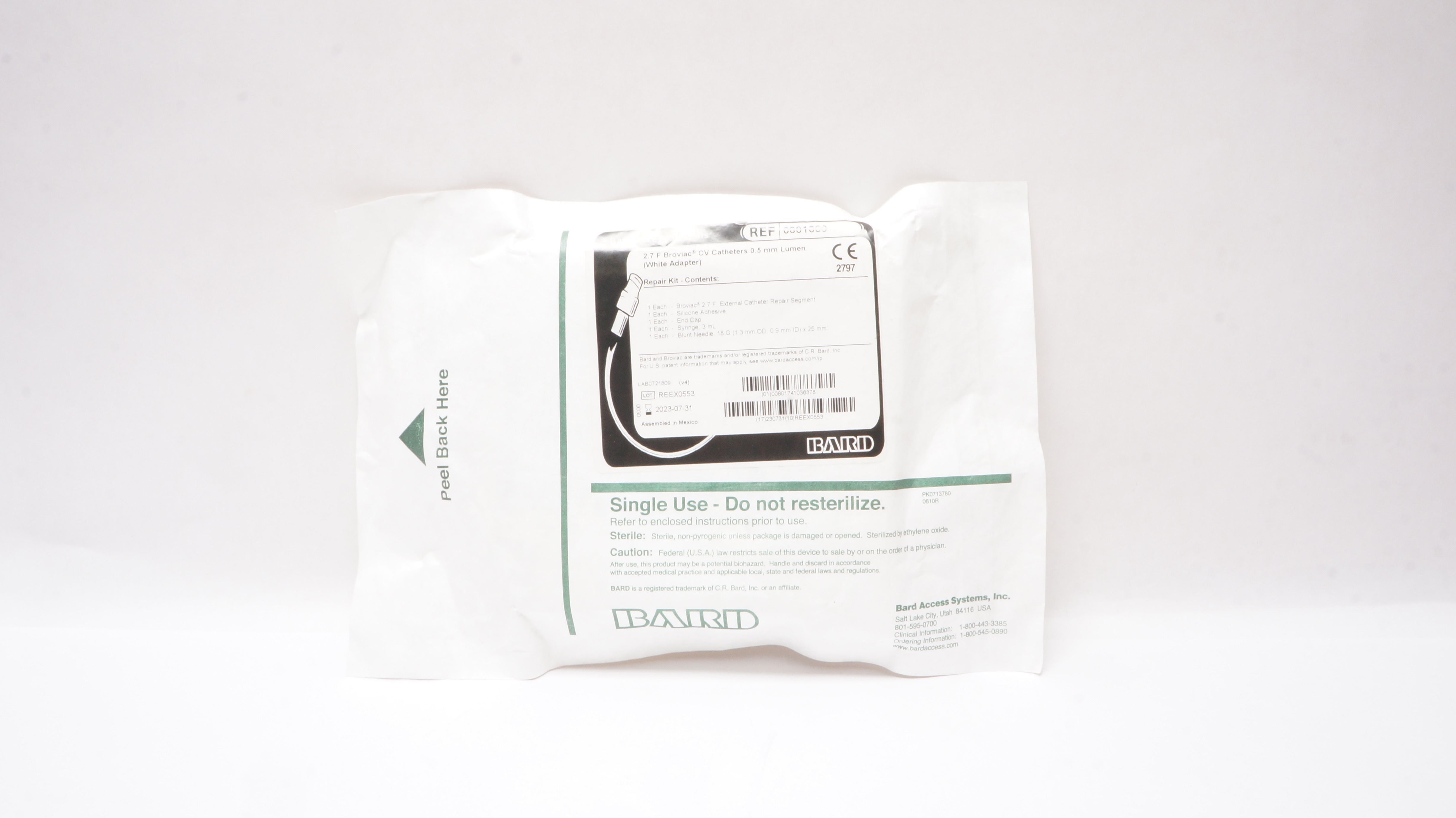 Bard 0601600 2.7F Broviac CV Caths. 0.5mm Lumen, Repair Kit