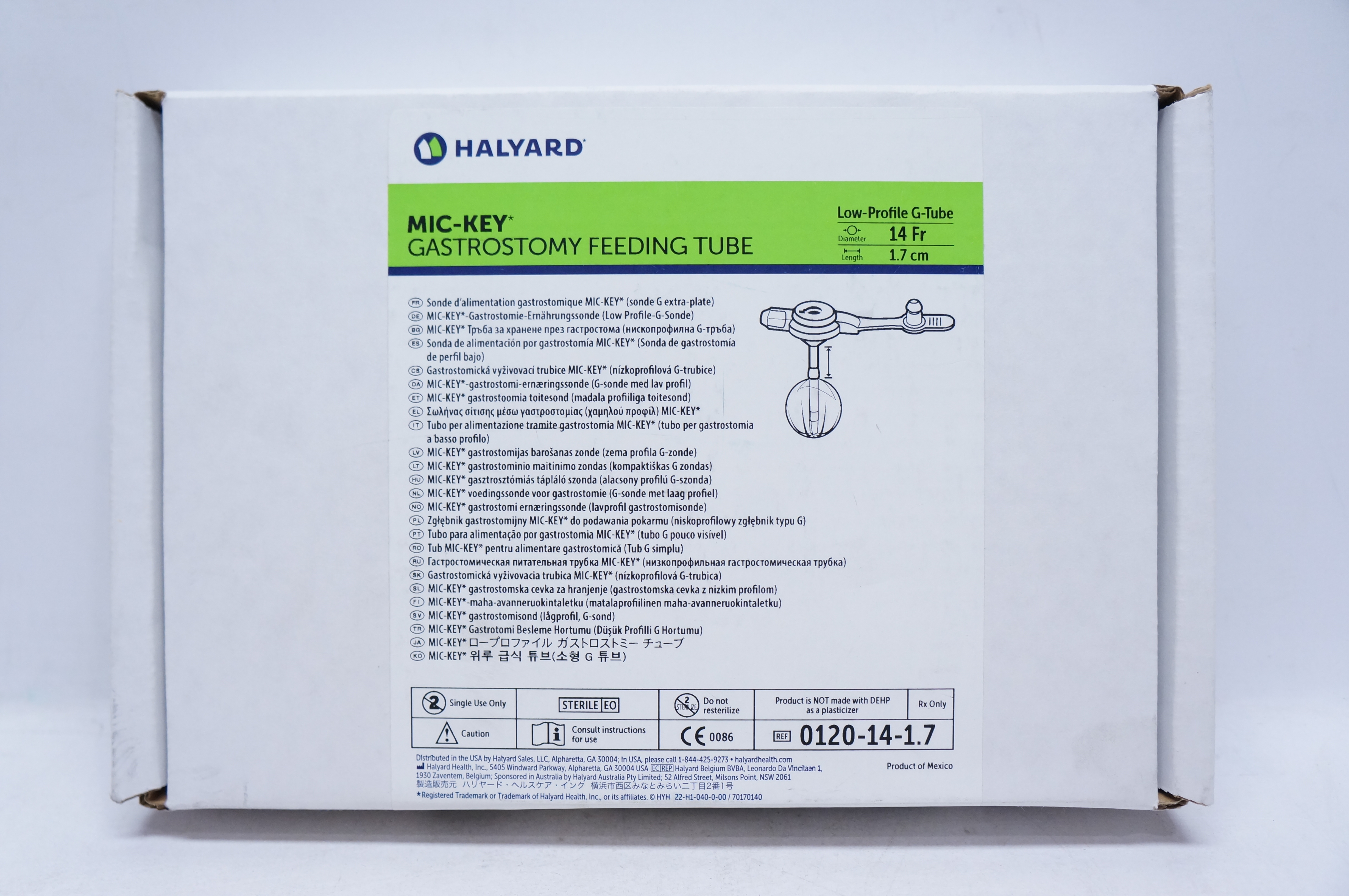 Halyard 0120-14-1.7 MIC-KEY Gastrostomy Feeding Tube 14Fr. x 1.7cm (x)